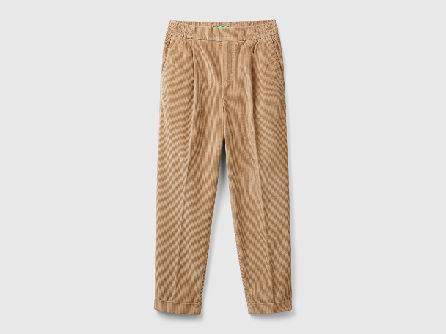 Benetton Kadın Taba Beli Lastikli Kadife Pantolon