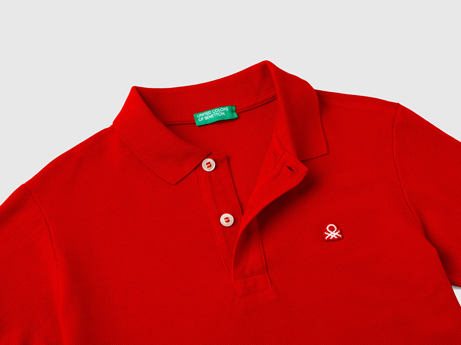Benetton Erkek Çocuk Kırmızı Logolu Pike Polo T-Shirt