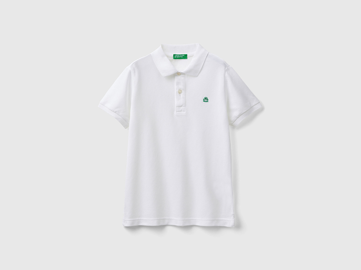 Benetton Erkek Çocuk Beyaz Logolu Pike Polo T-Shirt