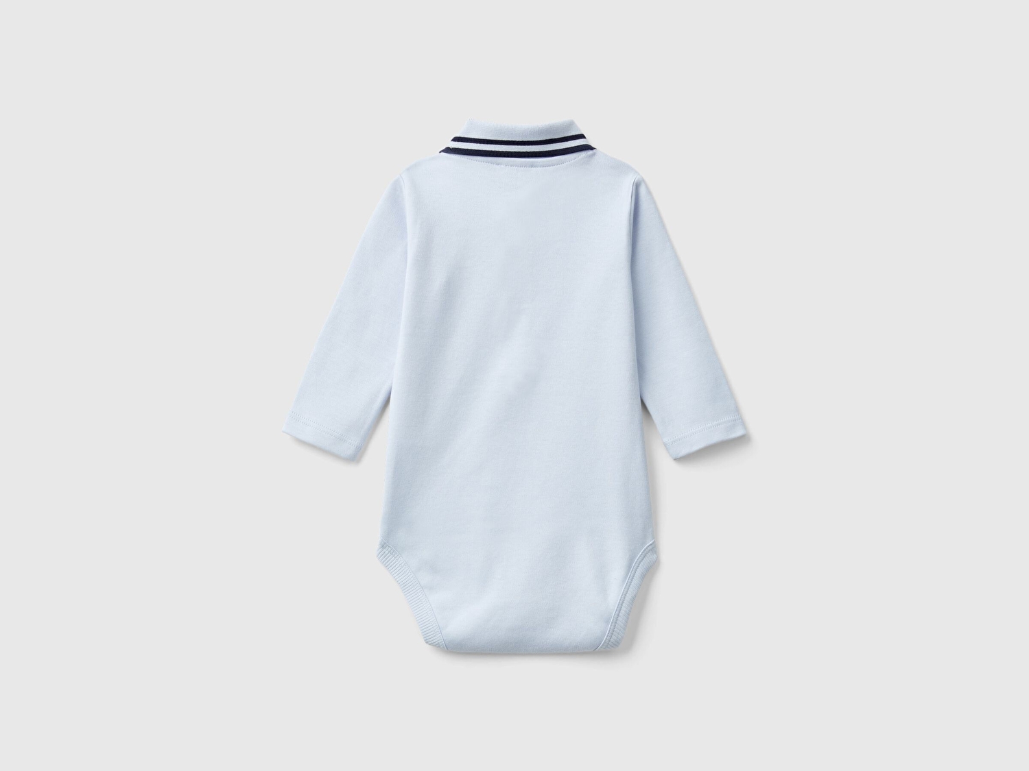 Benetton Bebek Açık Mavi Polo Yaka Çıtçıtlı Body