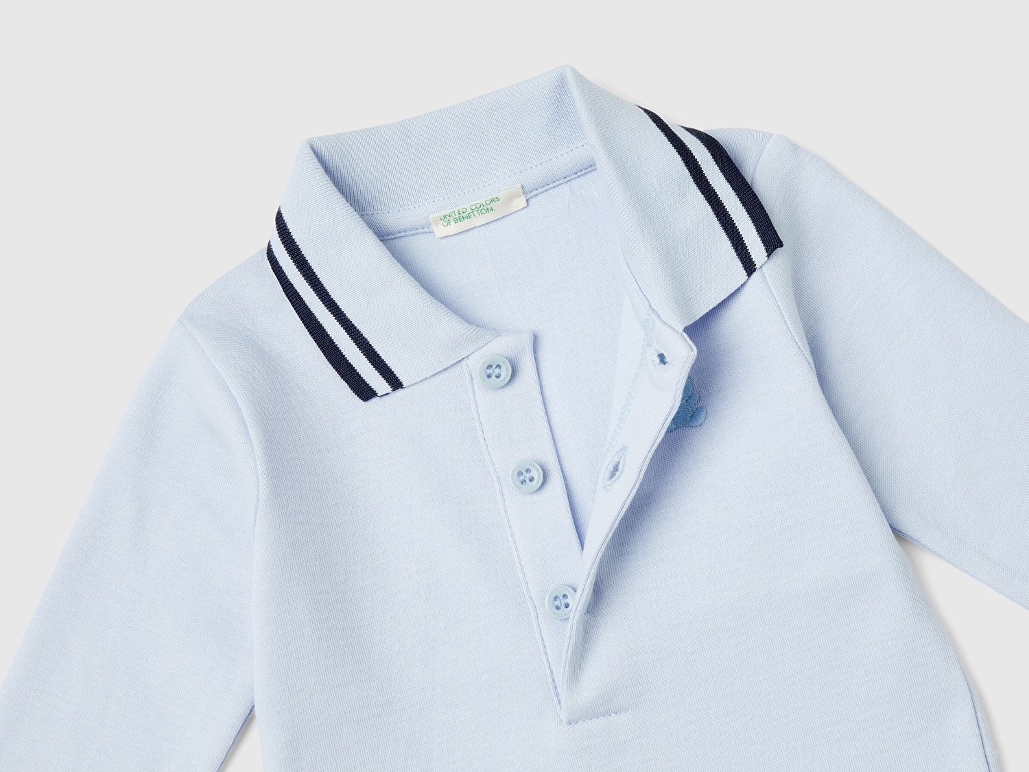 Benetton Bebek Açık Mavi Polo Yaka Çıtçıtlı Body