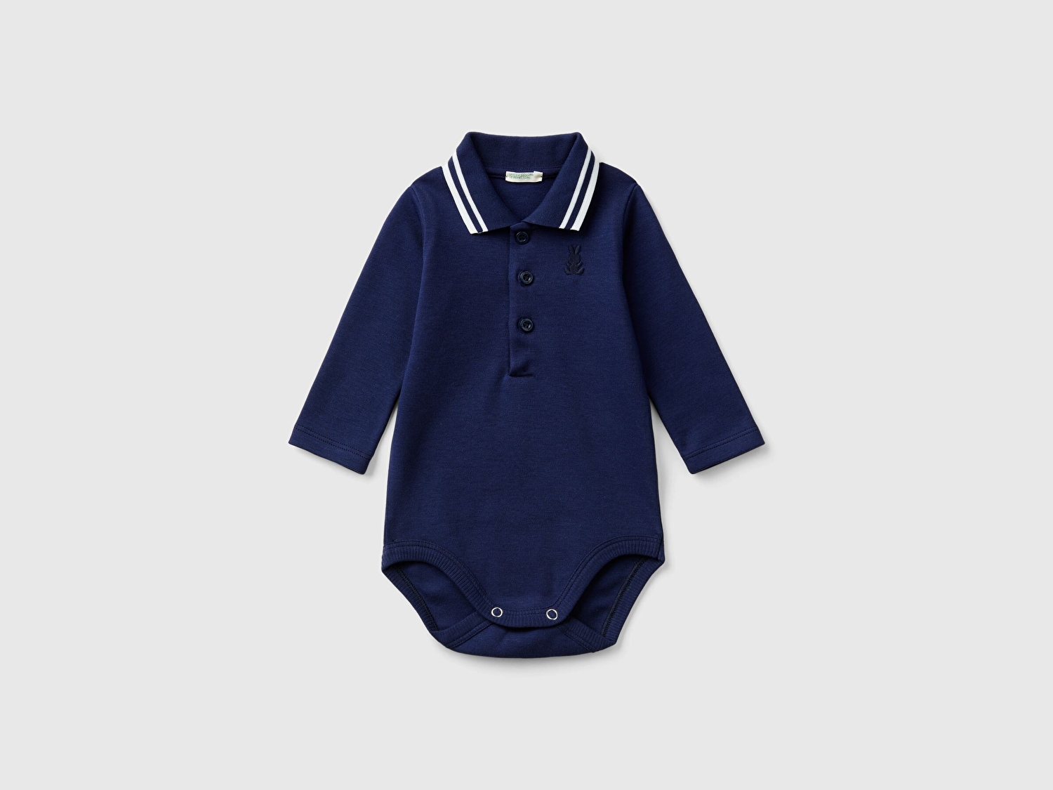 Bebek Lacivert Polo Yaka Çıtçıtlı Body