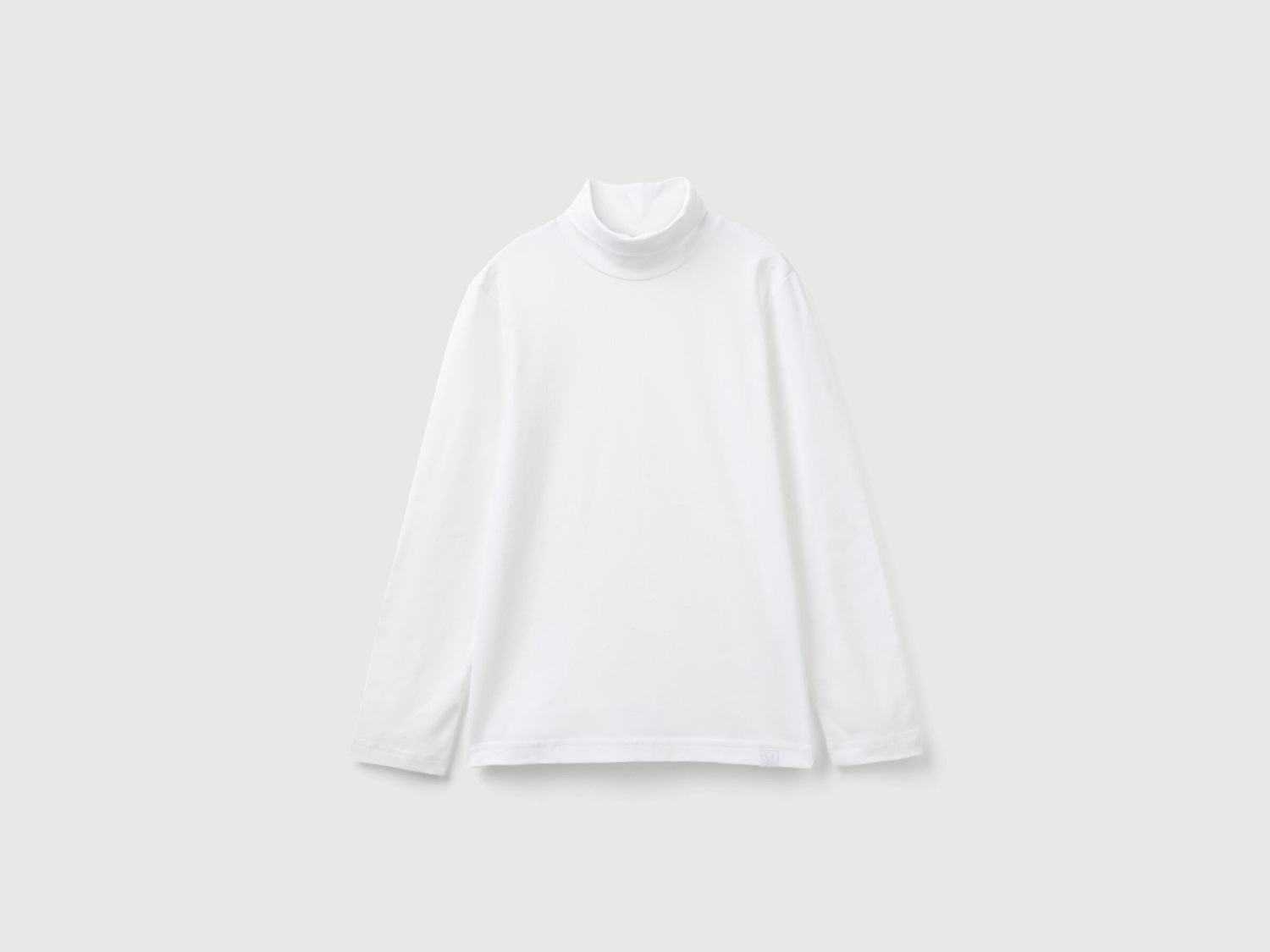 Benetton Erkek Çocuk Beyaz Balıkçı Yaka Basic T-Shirt