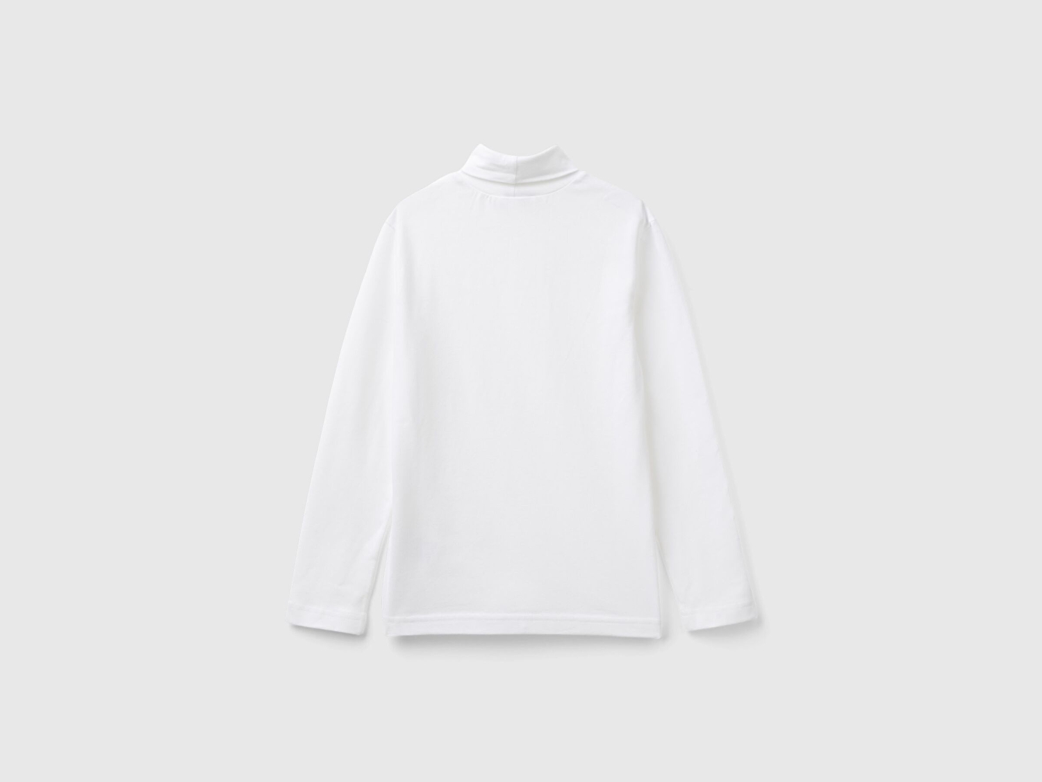 Benetton Erkek Çocuk Beyaz Balıkçı Yaka Basic T-Shirt