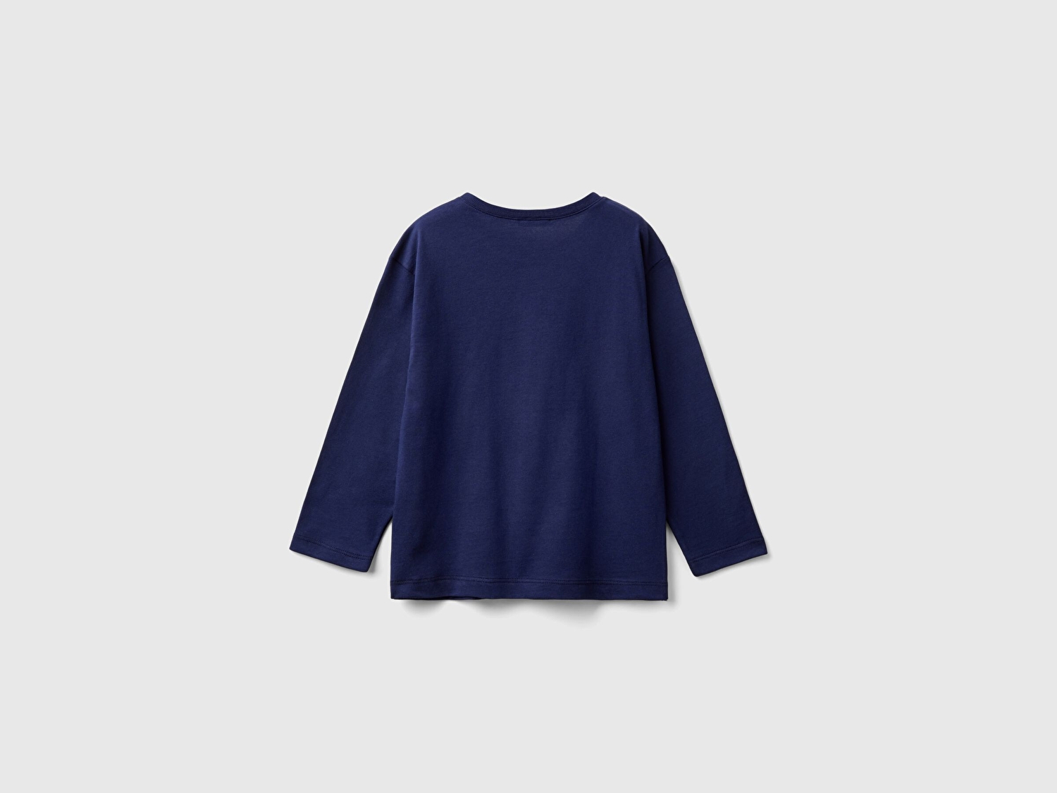 Benetton Erkek Bebek Lacivert Çok Renkli Logo Baskılı Bisiklet Yaka Uzun Kollu T-Shirt