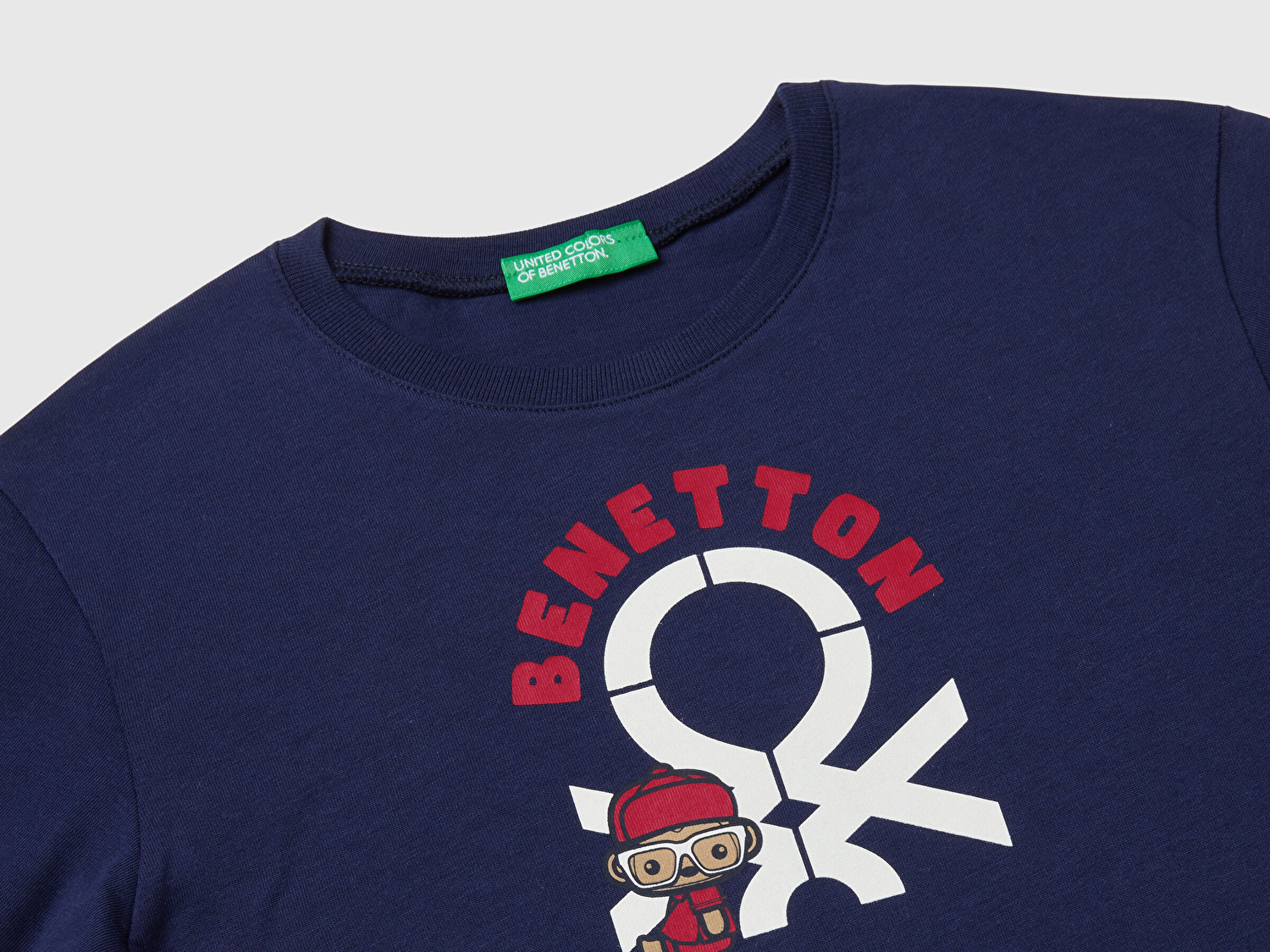 Benetton Erkek Bebek Lacivert Çok Renkli Logo Baskılı Bisiklet Yaka Uzun Kollu T-Shirt