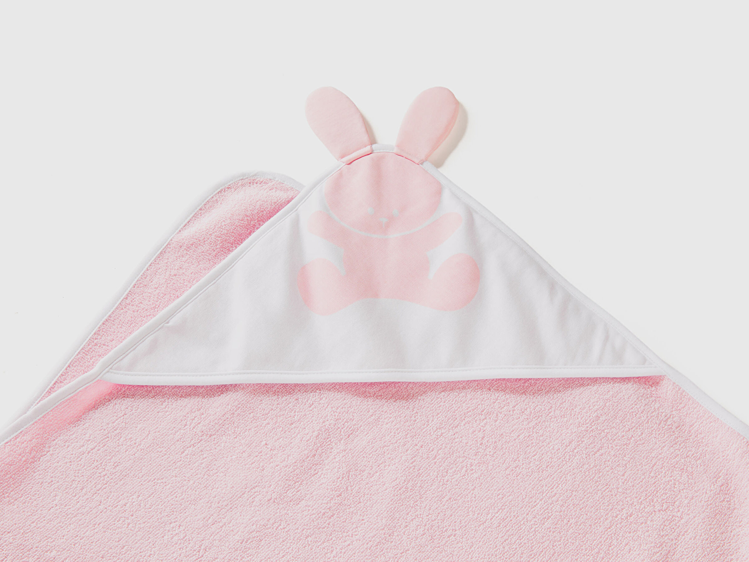 Benetton Bebek Toz Pembe Renkli Bunny Logolu Detaylı Havlu