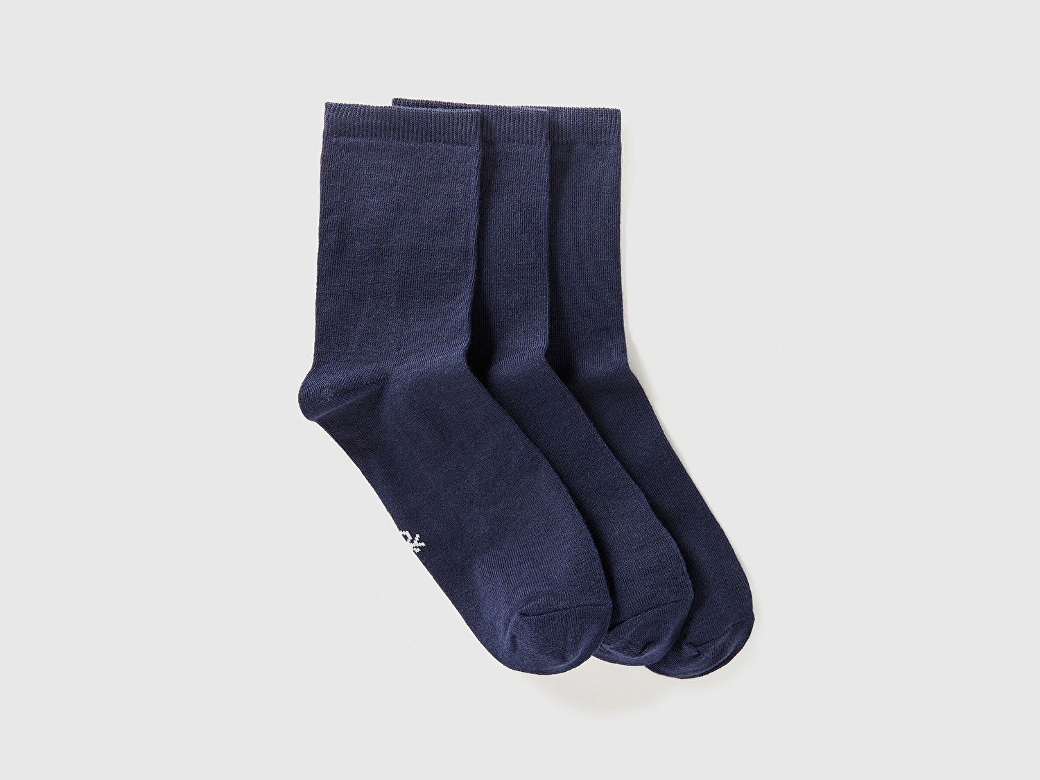Benetton Unisex Koyu Mavi 3'lü Soket Çorap