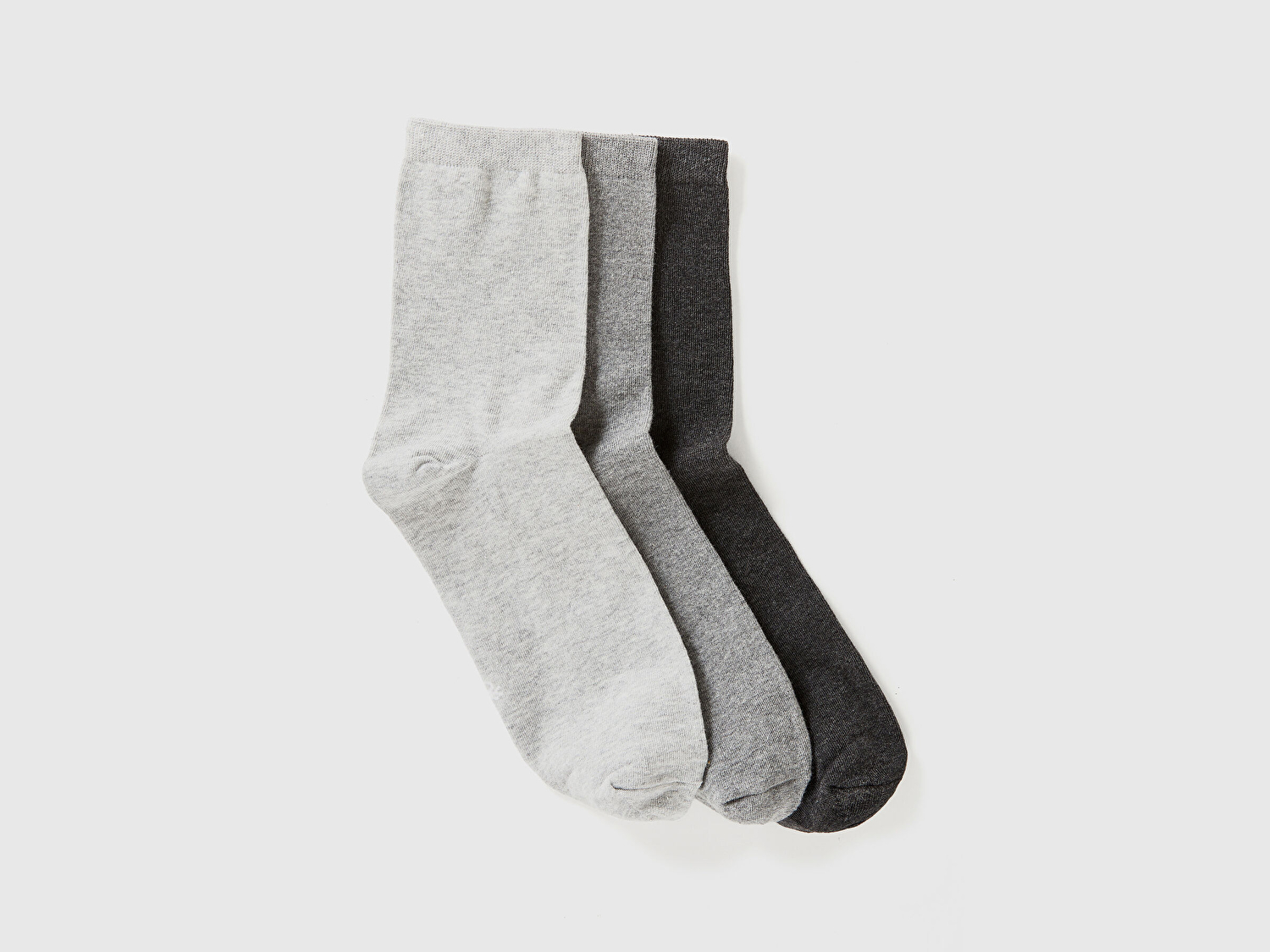 Benetton Unisex Gri-Antrasit-Siyah 3'lü Soket Çorap