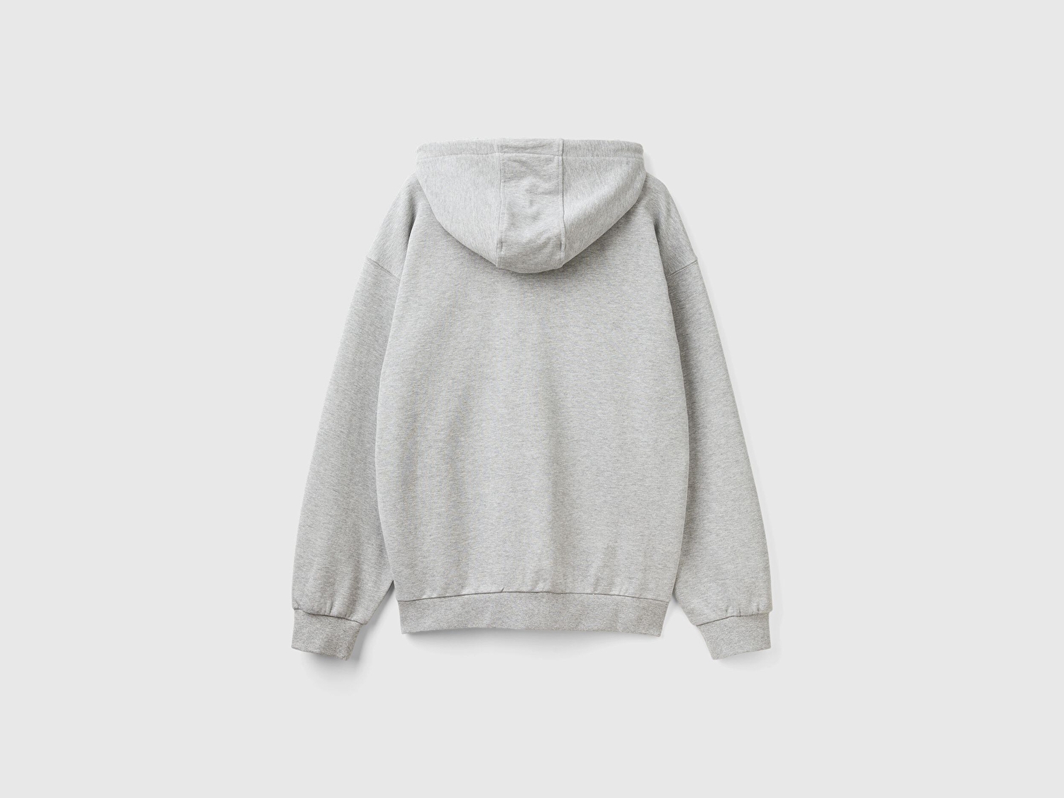 Benetton Erkek Gri Melanj %100 Pamuk Dar Kesim Fermuarlı Kapüşonlu Sweatshirt