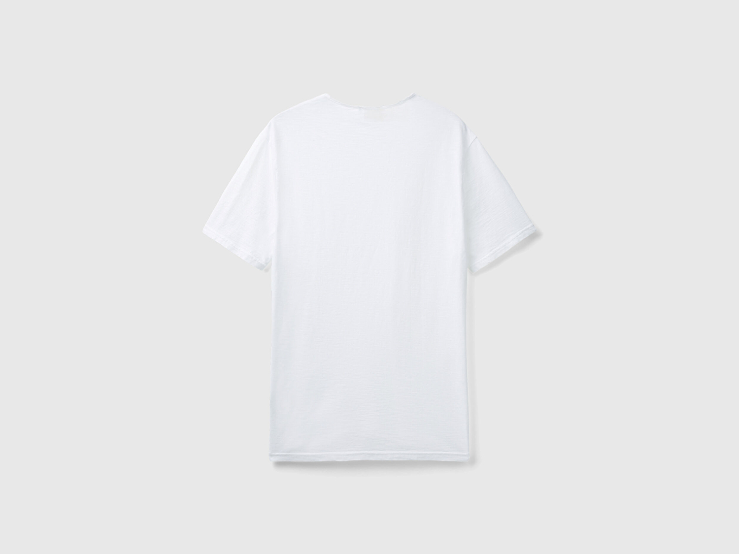 Benetton Erkek Beyaz Bisiklet Yaka Slub T-shirt