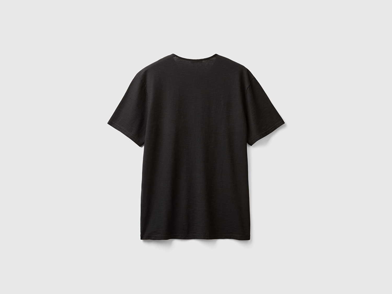 Benetton Erkek Siyah V Yaka Slub T-shirt