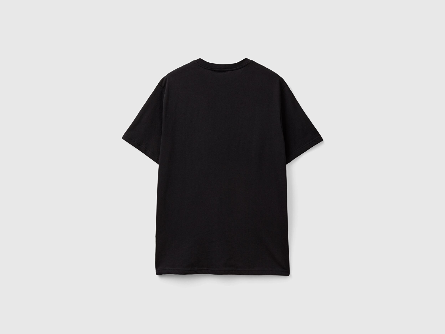 Benetton Erkek Siyah %100 Koton Benetton Logolu Bisiklet Yaka T-Shirt