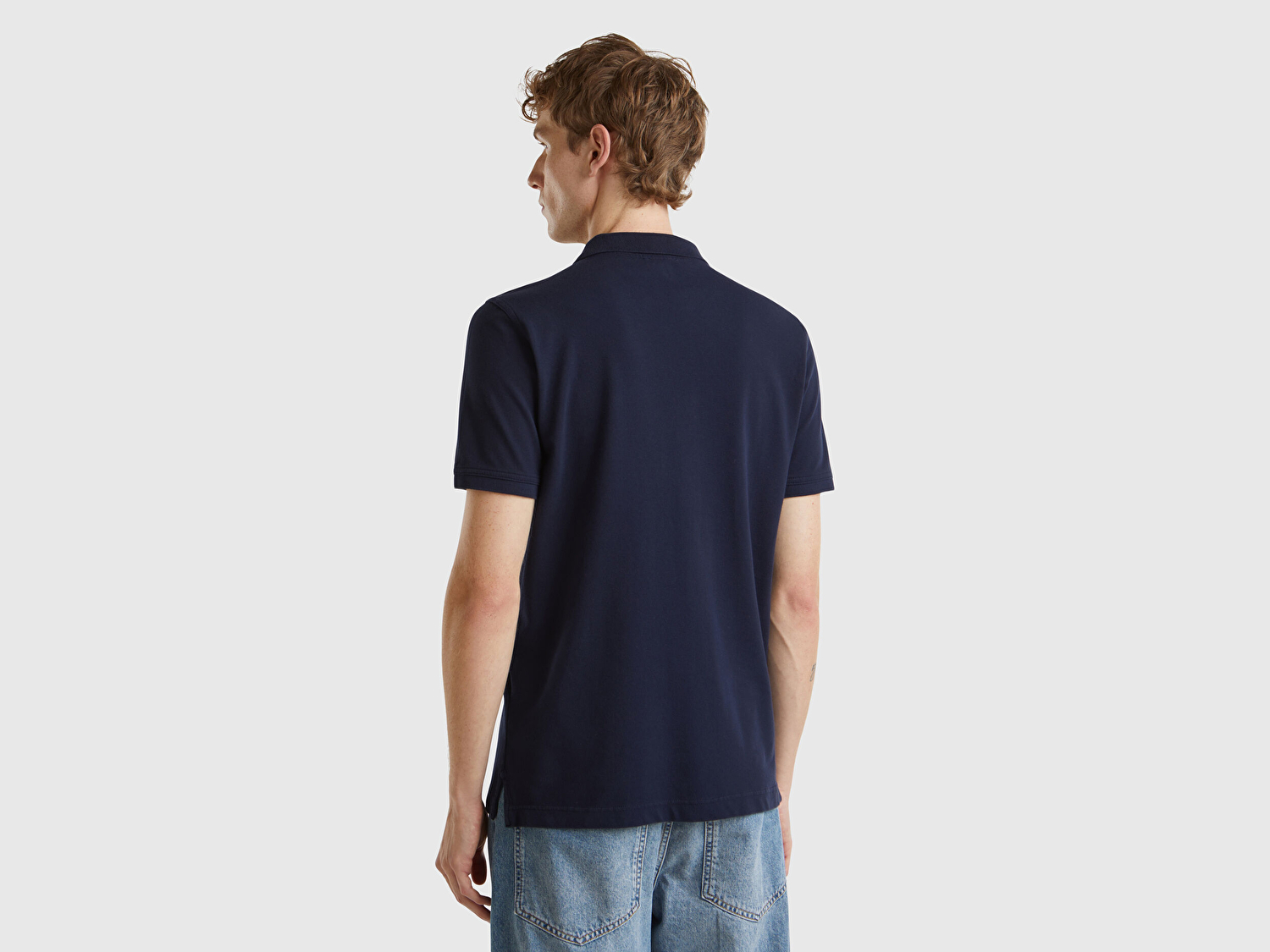 Benetton Erkek Lacivert %100 Koton Slim Fit Polo T-Shirt