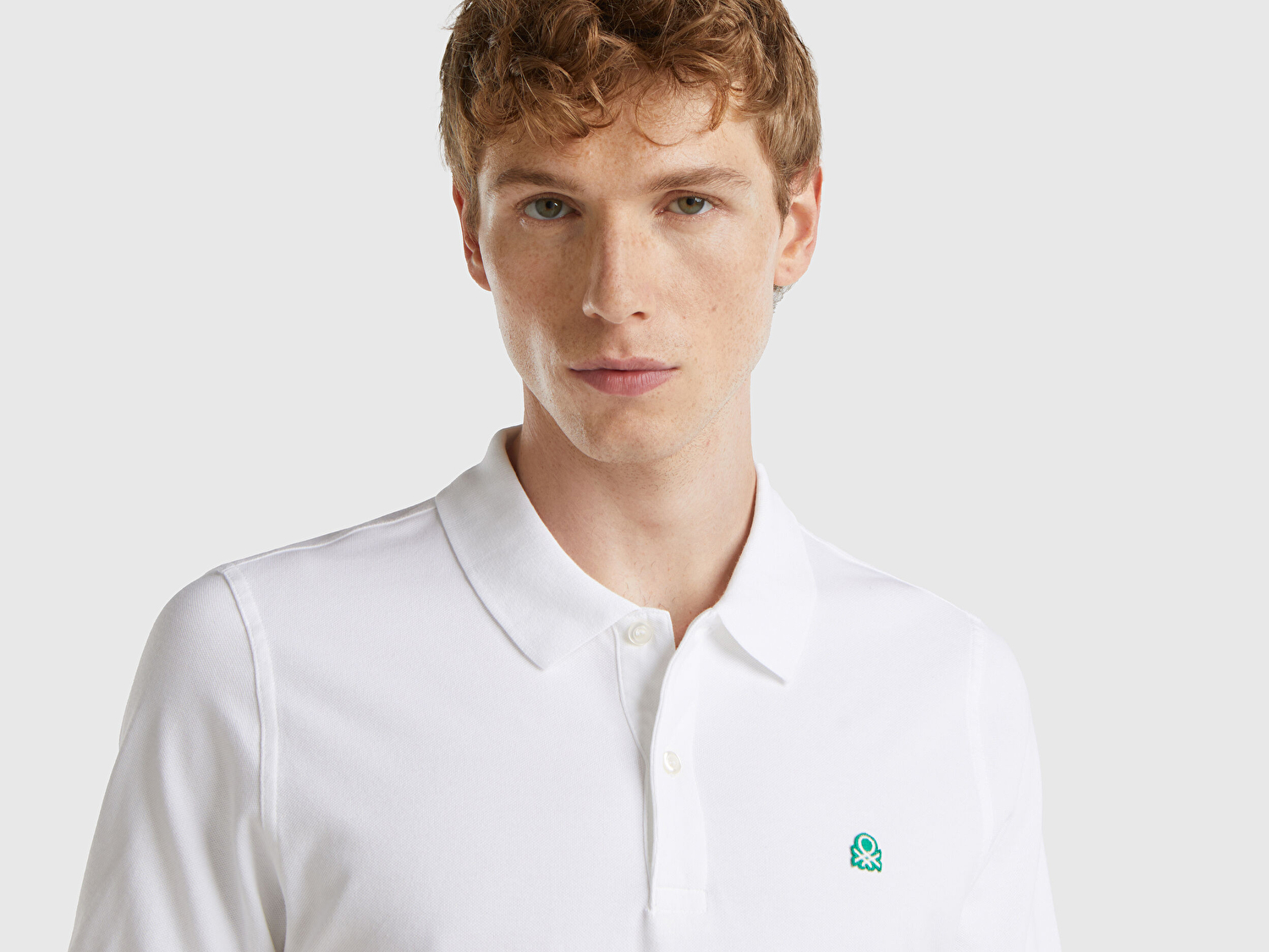 Benetton Erkek Beyaz %100 Koton Slim Fit Polo T-Shirt