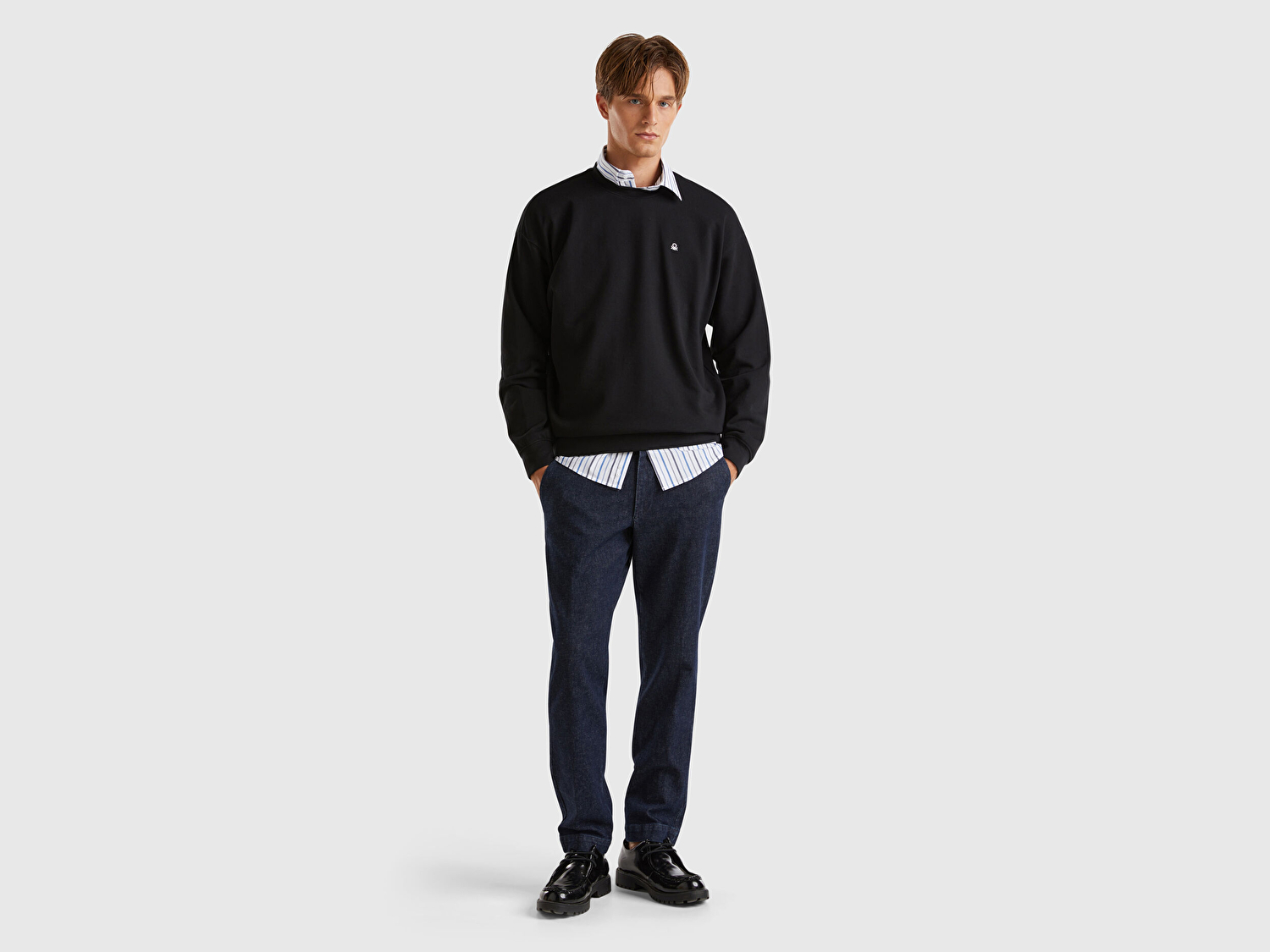 Benetton Erkek Lacivert Slim Fit Denim Chino Pantolon