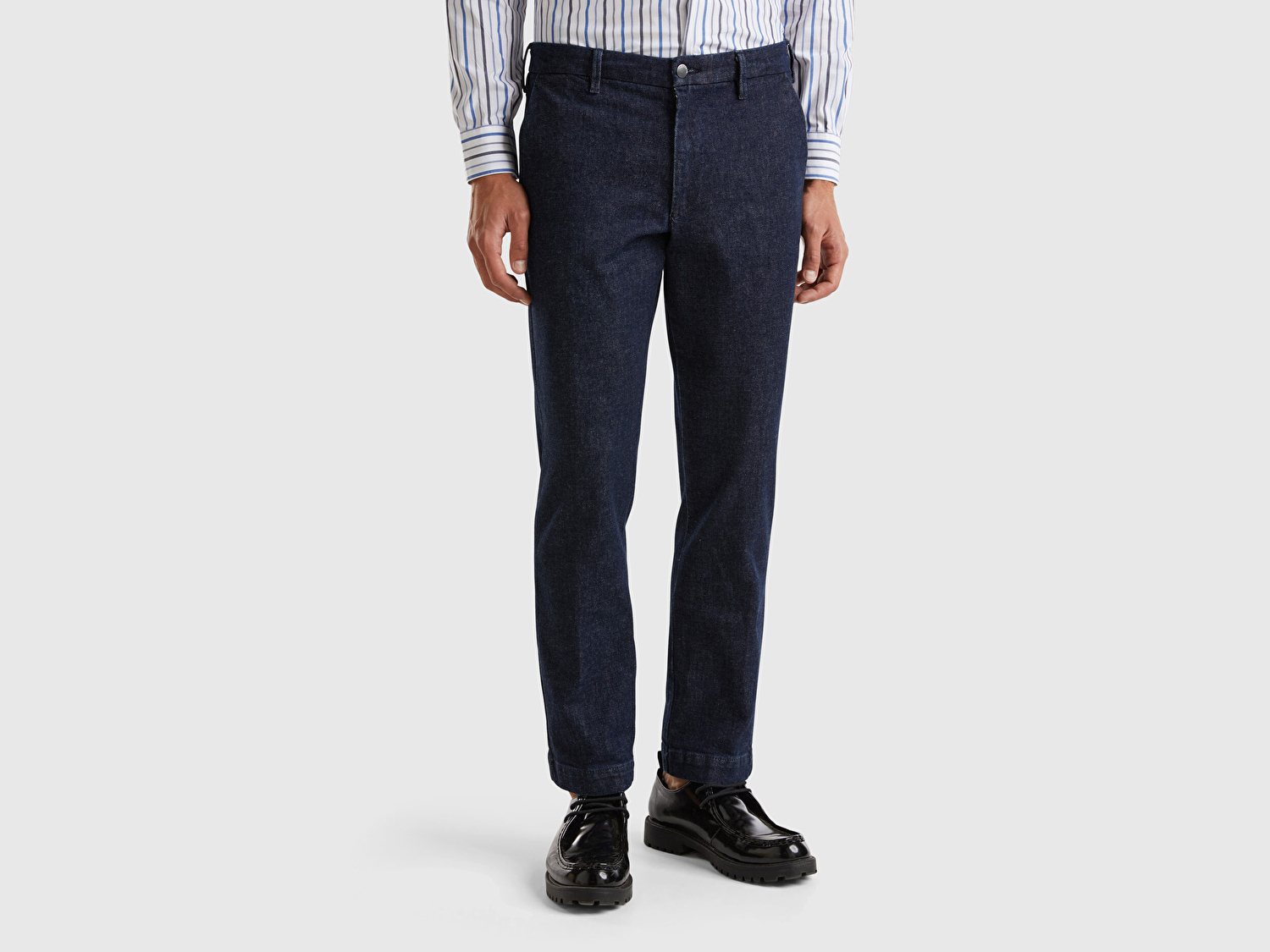 Benetton Erkek Lacivert Slim Fit Denim Chino Pantolon