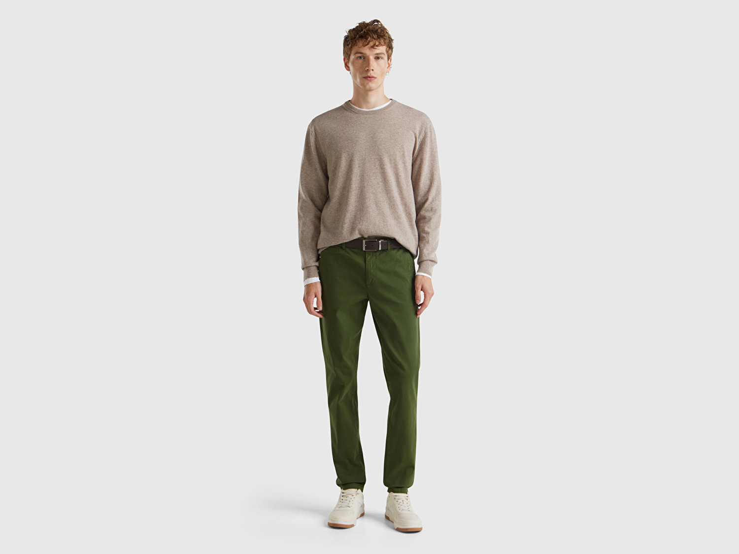 Benetton Erkek Haki Slim Fit Chino Pantolon