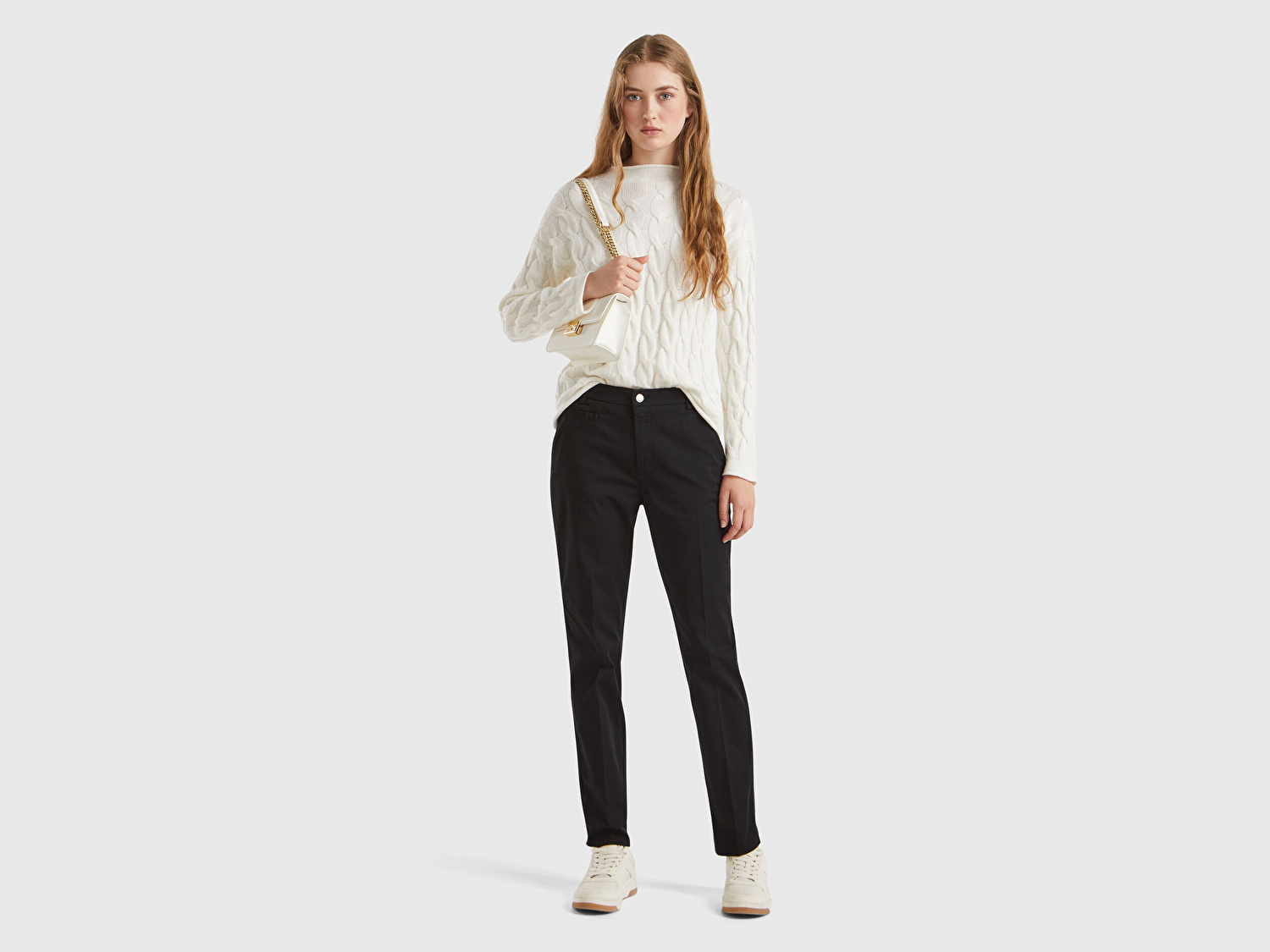 Benetton Kadın Sİyah Elastanlı Basic Chino Pantolon