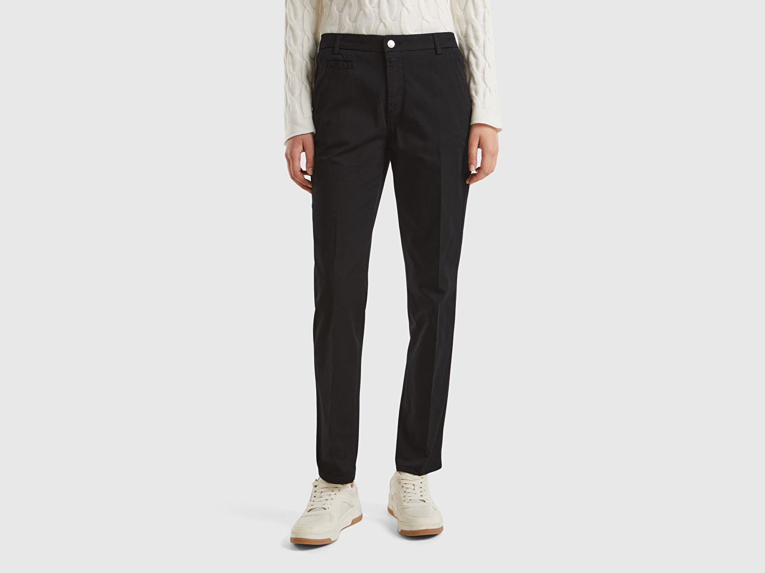 Benetton Kadın Sİyah Elastanlı Basic Chino Pantolon