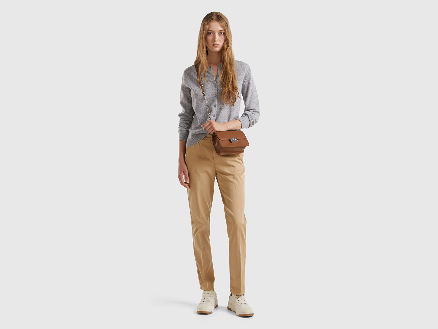 Benetton Kadın Kahverengi  Elastanlı Basic Chino Pantolon
