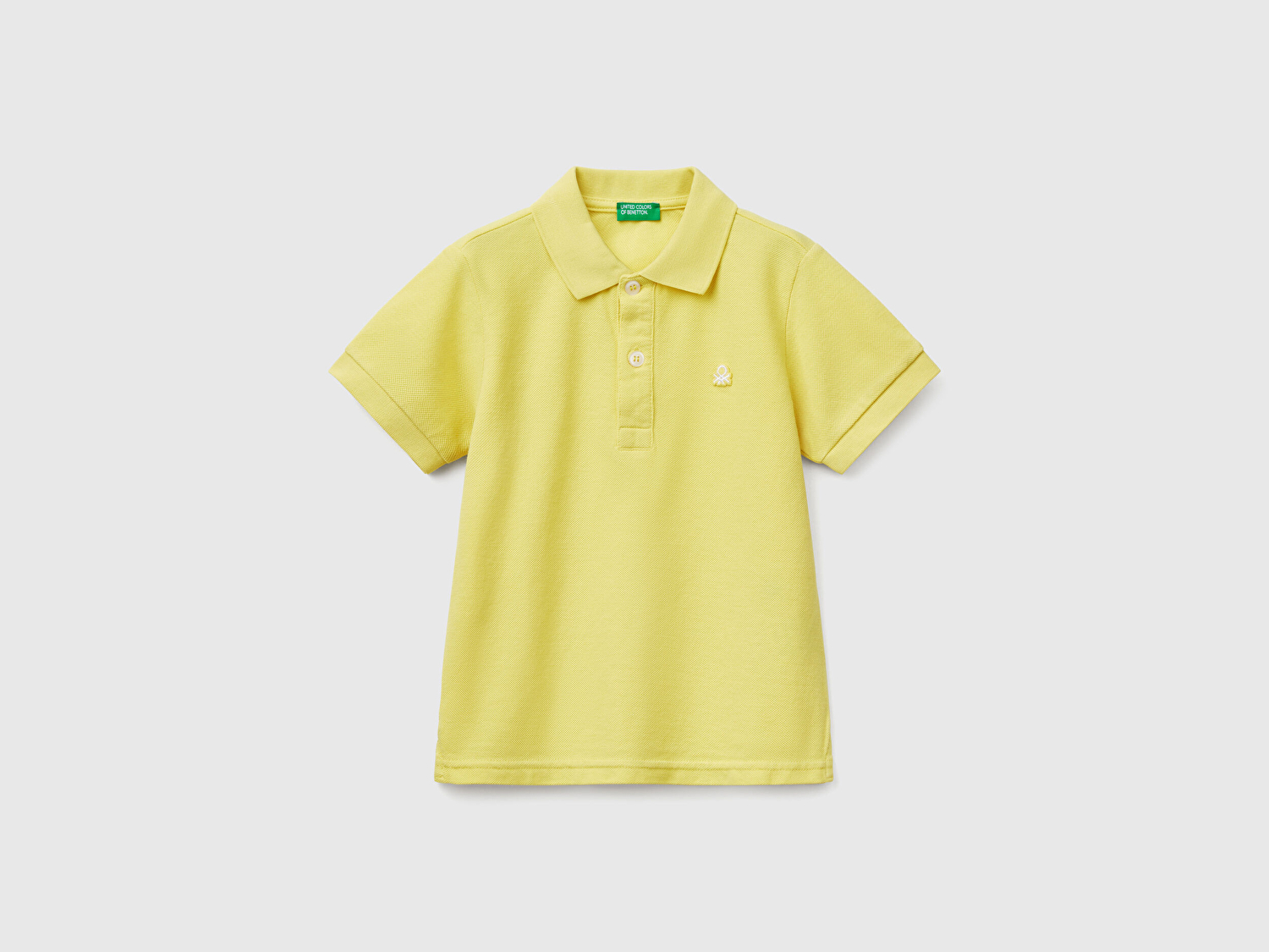 Benetton Erkek Bebek Sarı Logolu Pike Polo T-Shirt