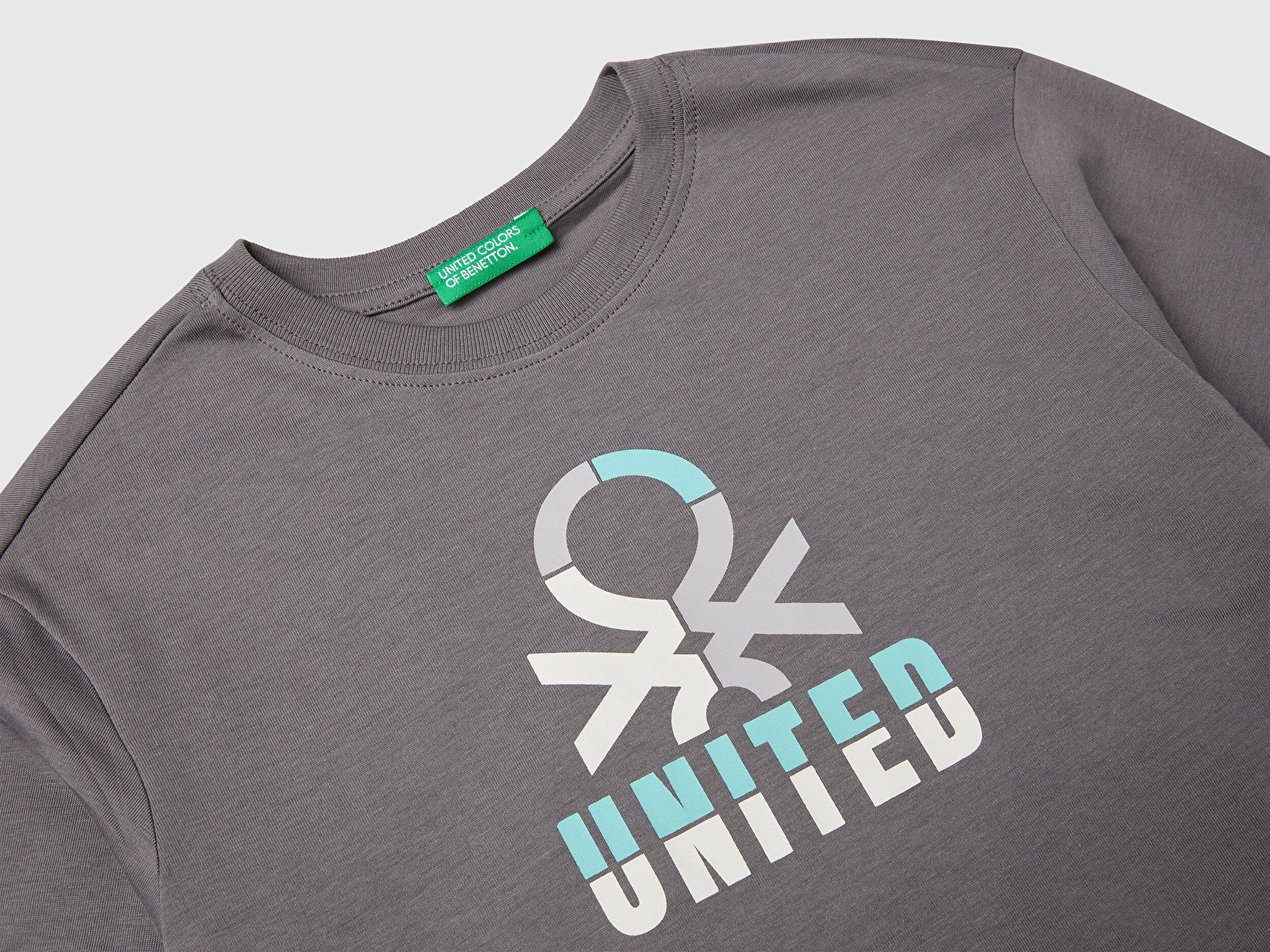 Benetton Erkek Çocuk Antrasit Benetton Logo Baskılı Uzun Kollu T-Shirt