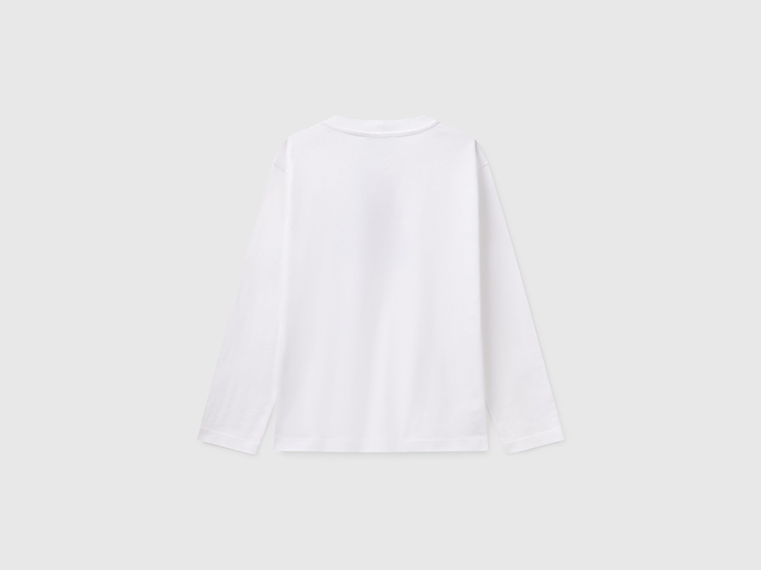 Benetton Erkek Çocuk Beyaz Benetton Logo Baskılı Uzun Kollu T-Shirt