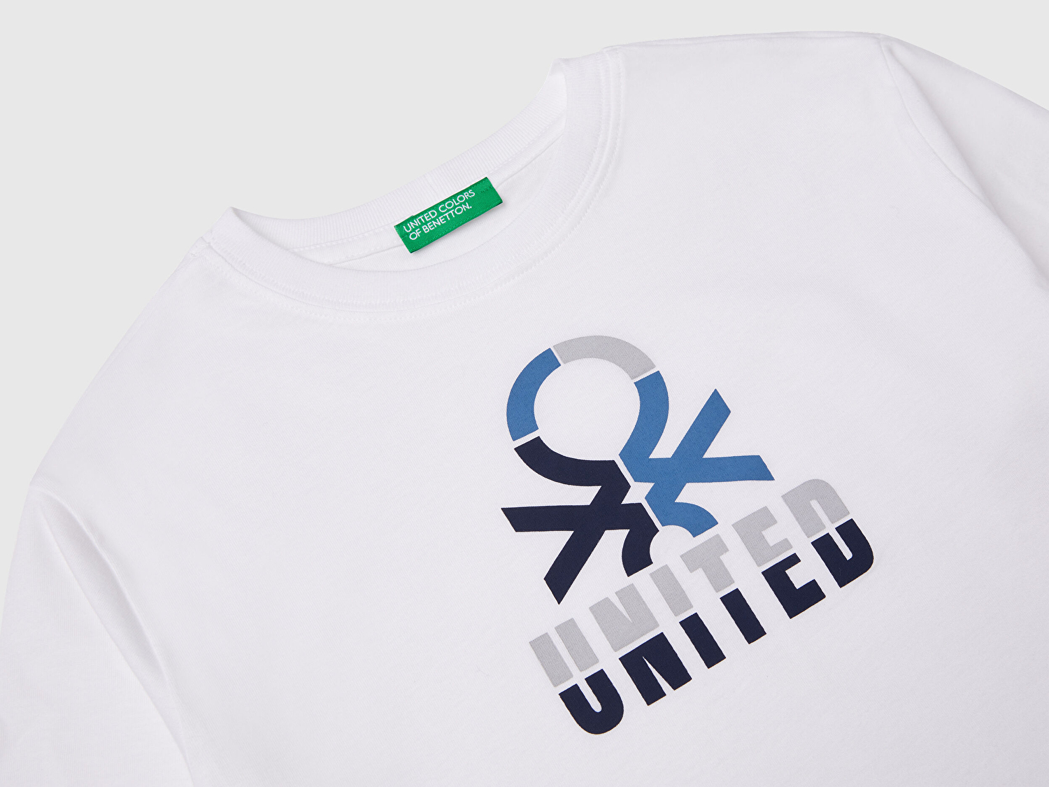 Benetton Erkek Çocuk Beyaz Benetton Logo Baskılı Uzun Kollu T-Shirt