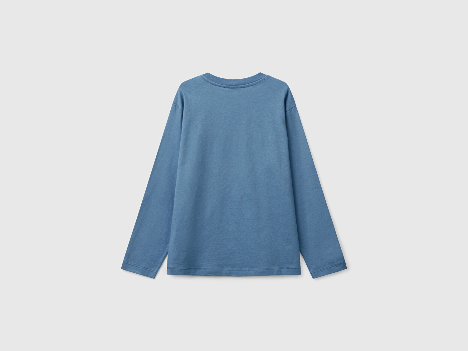 Benetton Erkek Çocuk Havacı Mavi Benetton Logo Baskılı Uzun Kollu T-Shirt