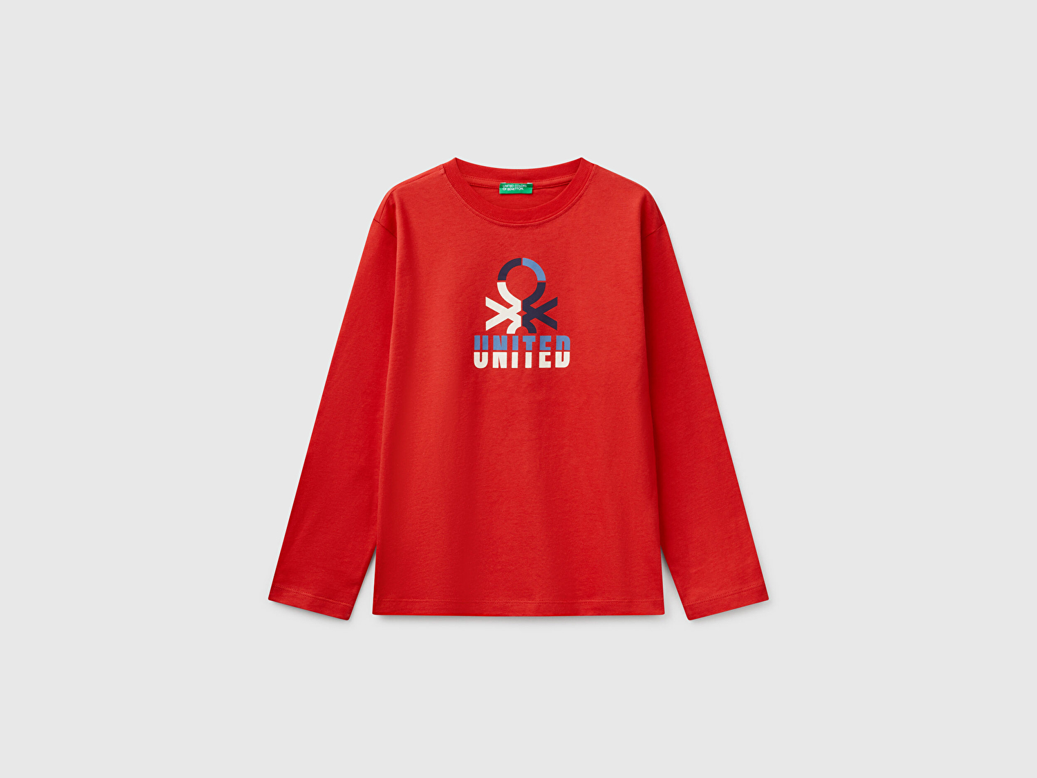 Benetton Erkek Çocuk Kırmızı Benetton Logo Baskılı Uzun Kollu T-Shirt