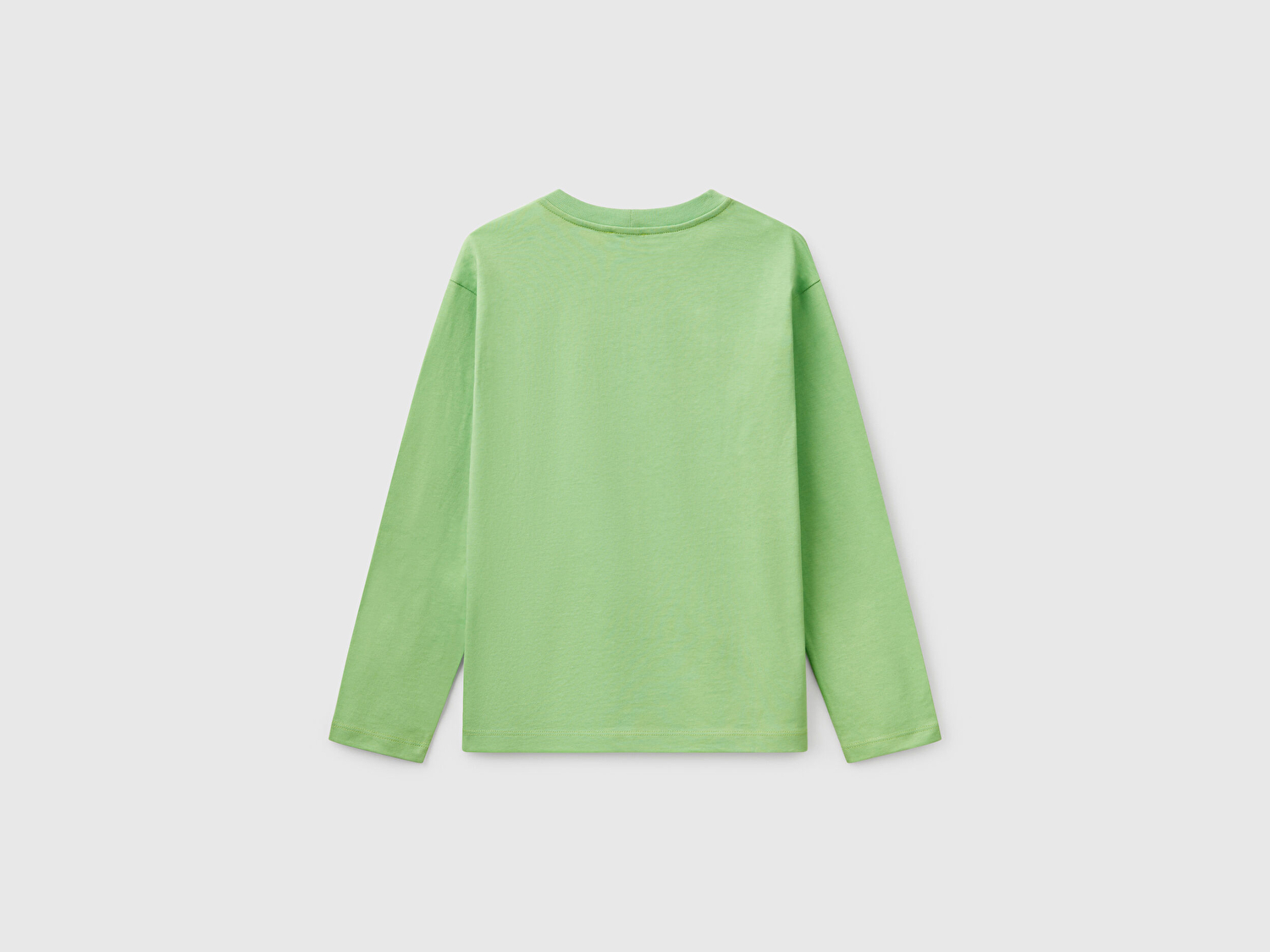 Benetton Erkek Çocuk Fıstık Yeşili Benetton Logo Baskılı Uzun Kollu T-Shirt