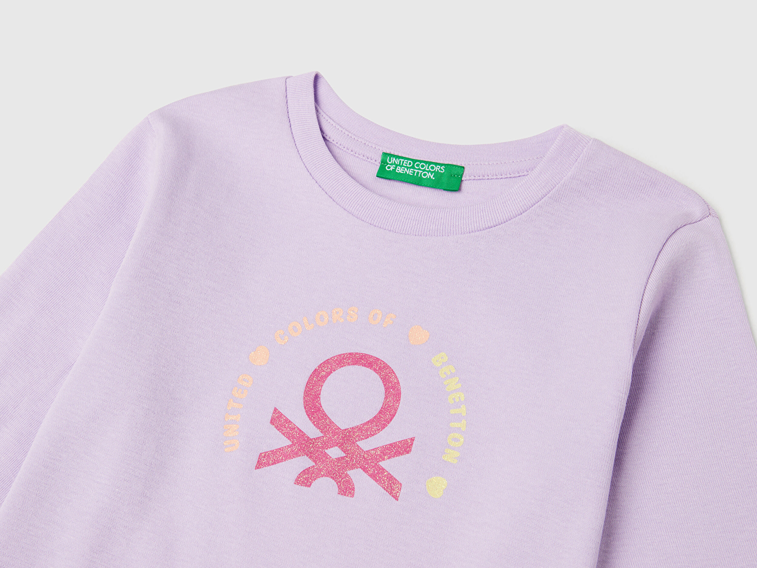 Benetton Kız Bebek Lila Simli Benetton Logo Baskılı T-Shirt