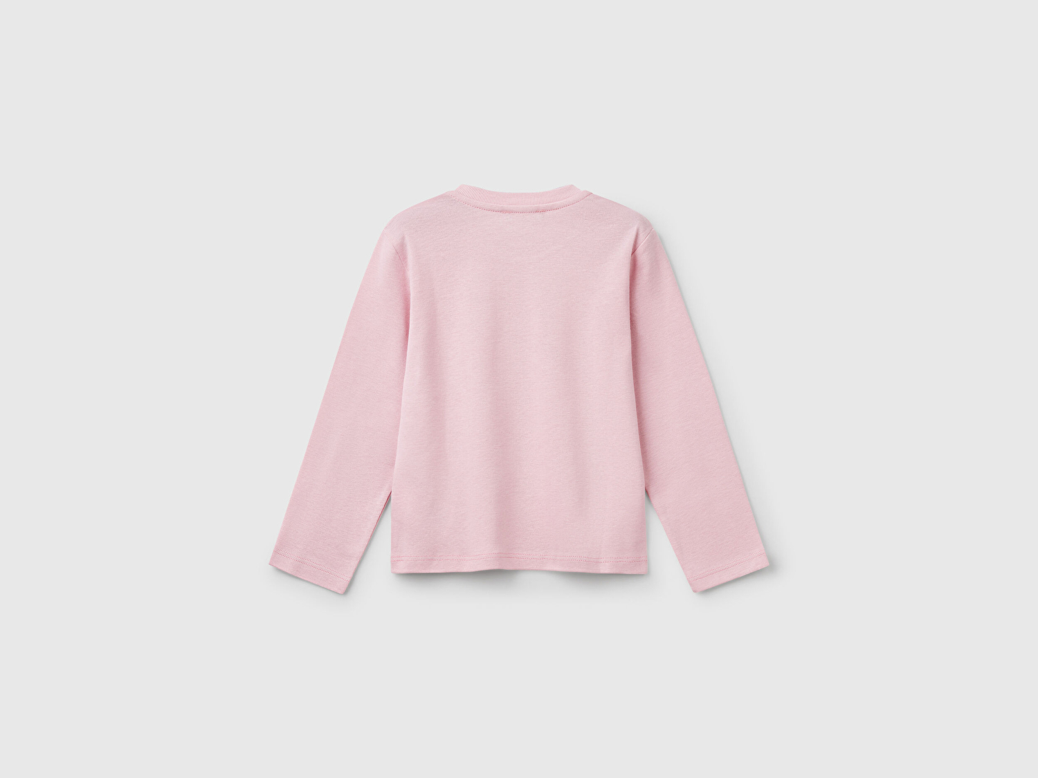 Benetton Kız Bebek Pembe Simli Benetton Logo Baskılı T-Shirt