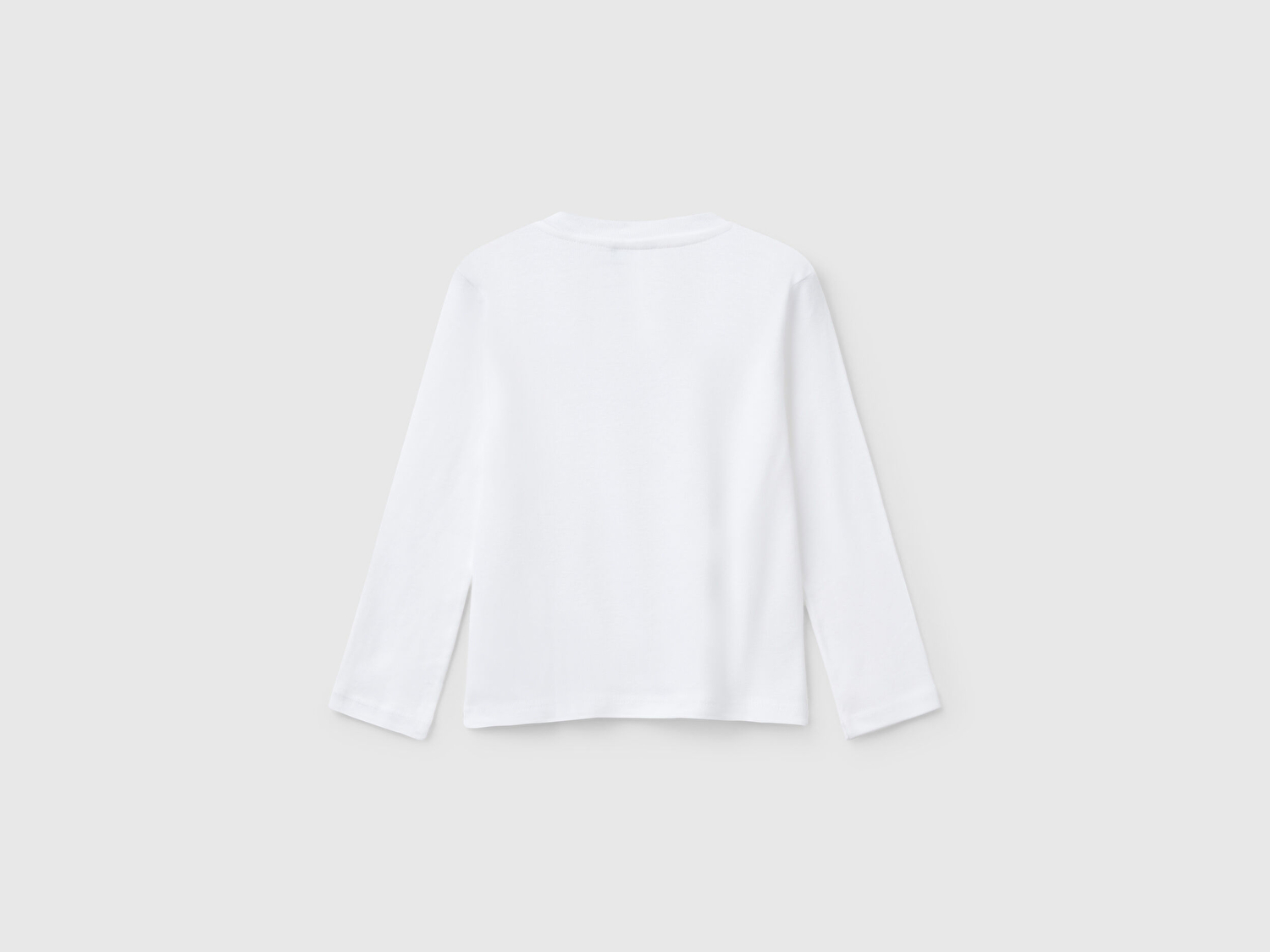 Benetton Kız Bebek Beyaz Simli Benetton Logo Baskılı T-Shirt