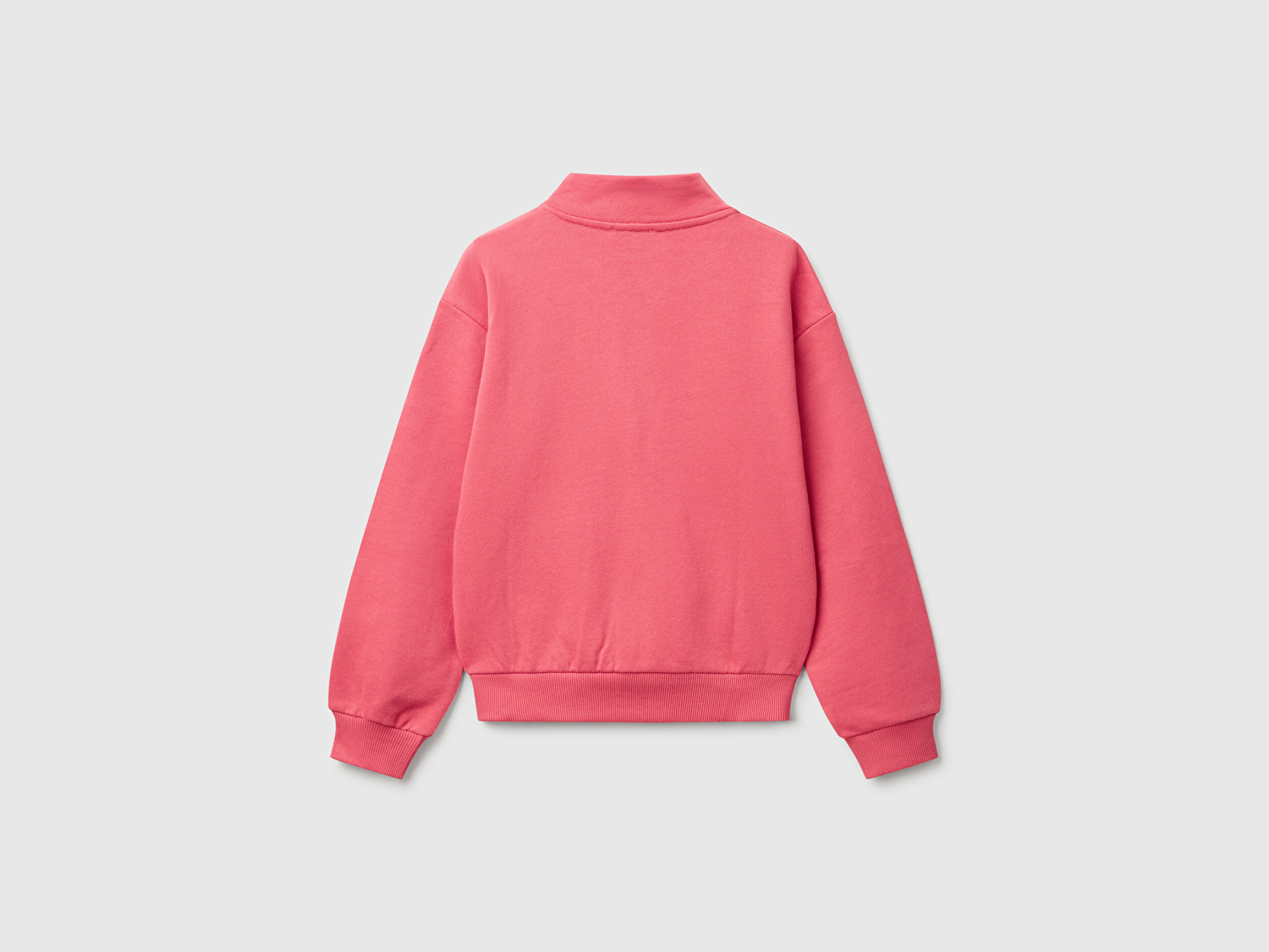 Benetton Kız Çocuk Fuşya Simli Benetton Logo İşlemeli Fermuarlı Sweatshirt