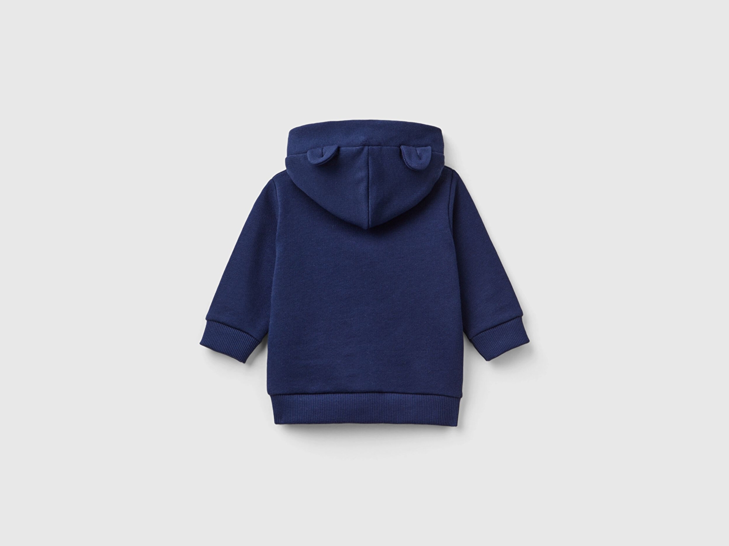 Benetton Bebek Lacivert Göğsü Tavşan Logosu İşlemeli Kulaklı Kapüşonlu Sweatshirt