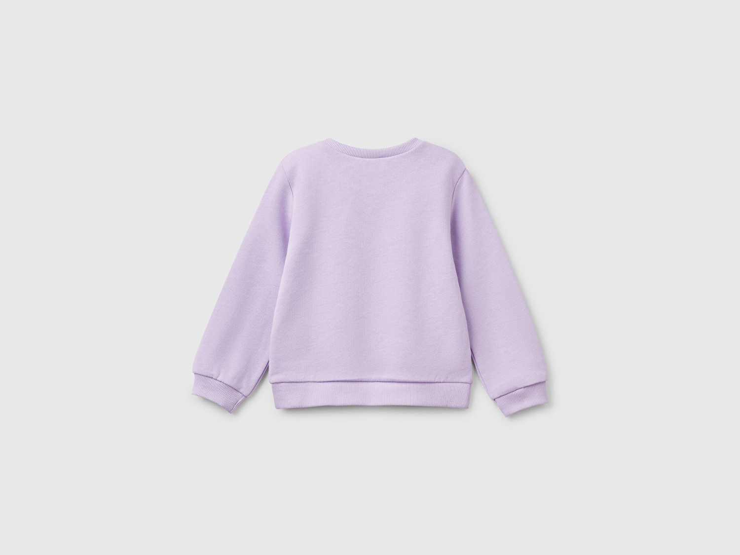 Benetton Kız Bebek Lila Simli Benetton Logo Baskılı Bisiklet Yaka Sweatshirt