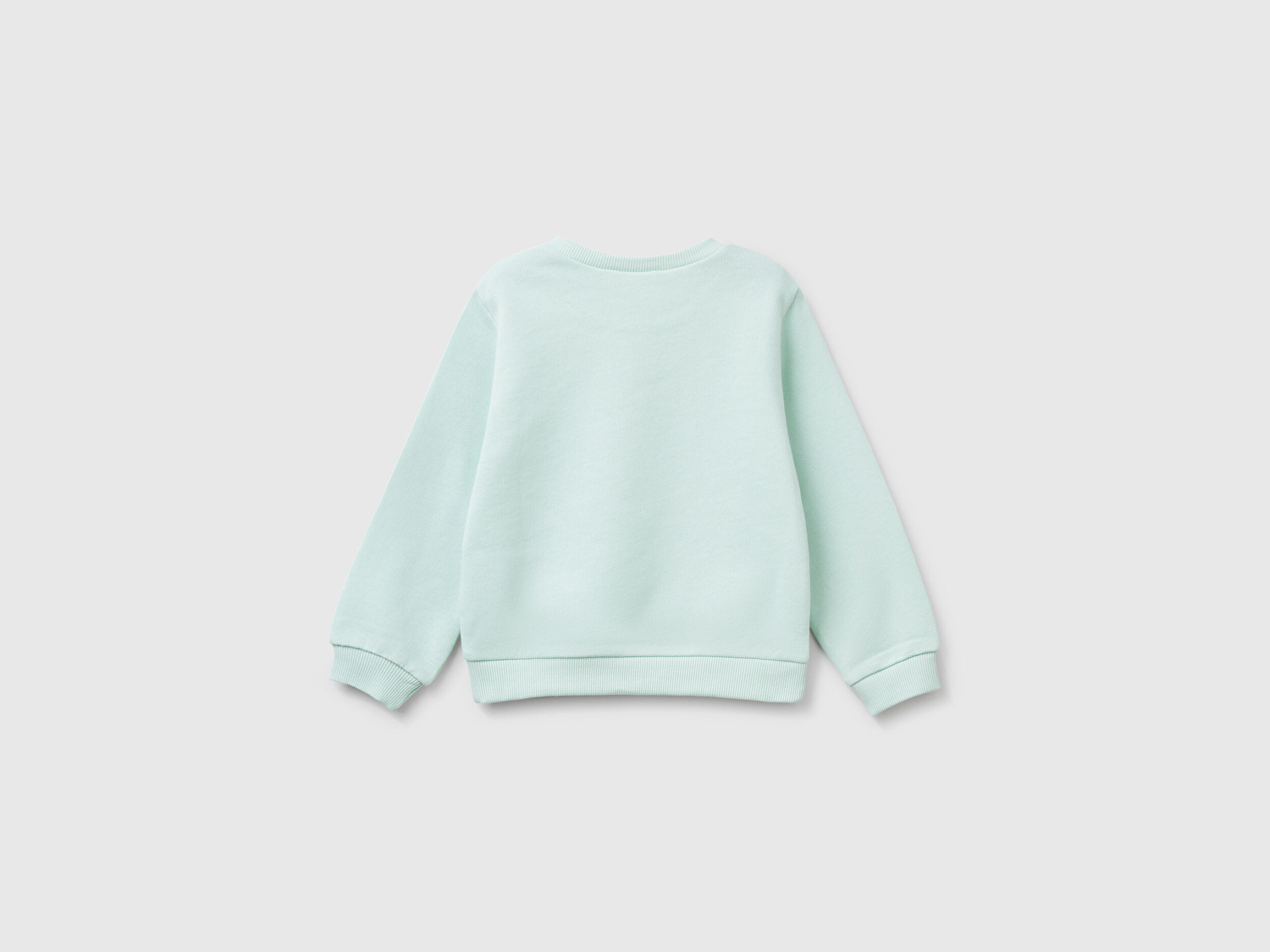 Benetton Kız Bebek Su Yeşili Simli Benetton Logo Baskılı Bisiklet Yaka Sweatshirt
