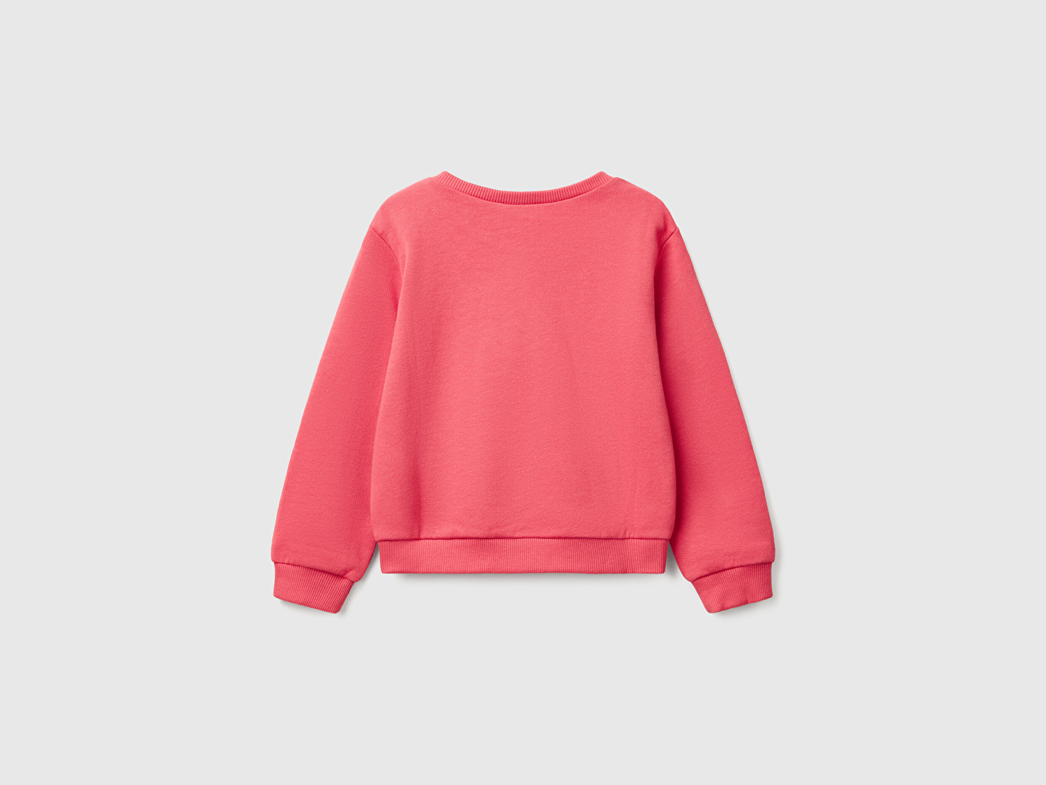 Benetton Kız Bebek Fuşya Simli Benetton Logo Baskılı Bisiklet Yaka Sweatshirt