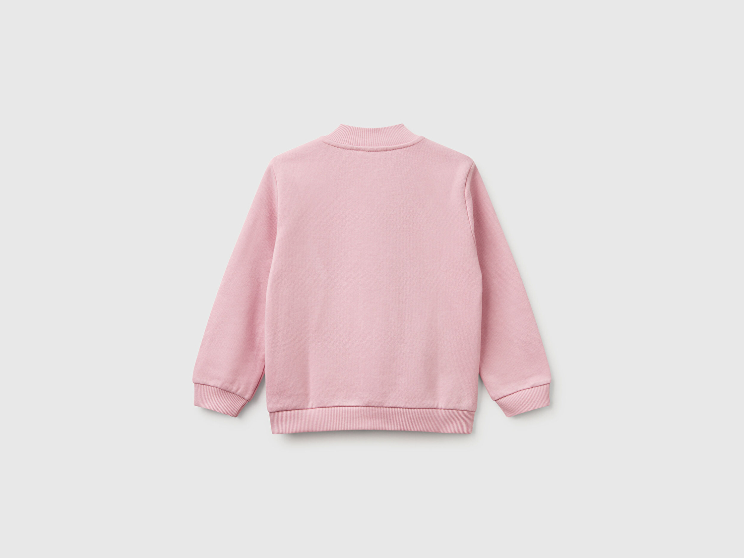 Benetton Kız Bebek Pembe Simli Benetton Logo İşlemeli Fermuarlı Sweatshirt