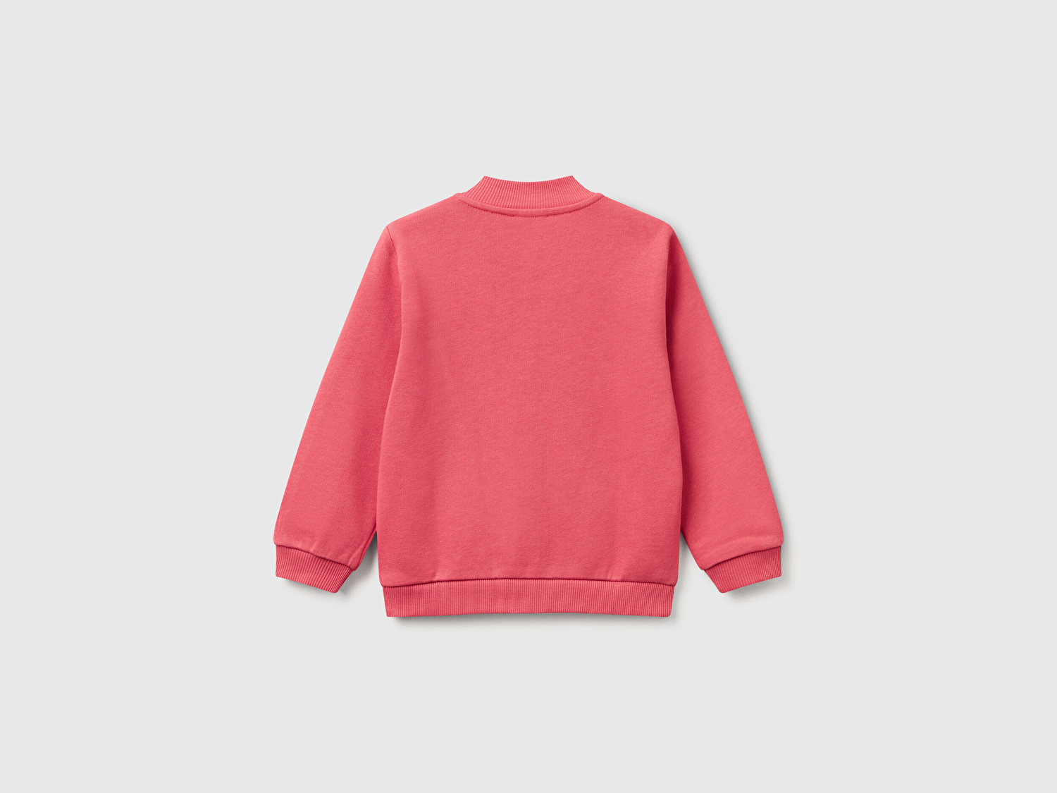 Benetton Kız Bebek Fuşya Simli Benetton Logo İşlemeli Fermuarlı Sweatshirt