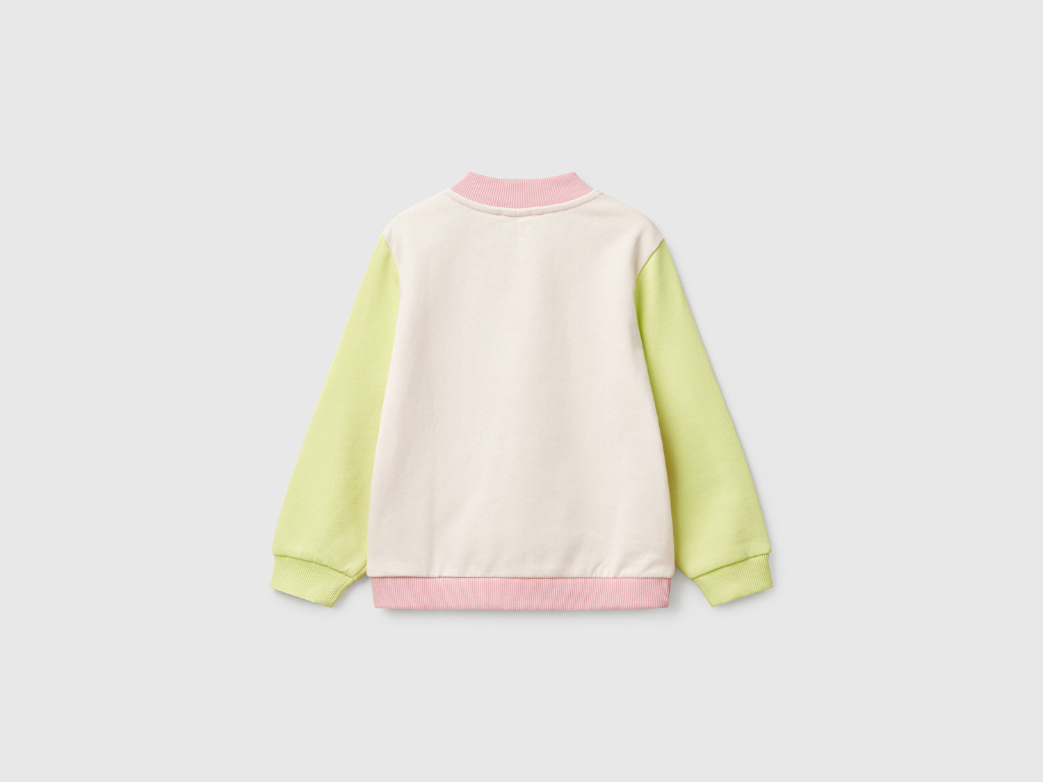 Benetton Kız Bebek Pembe Mix Simli Benetton Logo İşlemeli Fermuarlı Sweatshirt