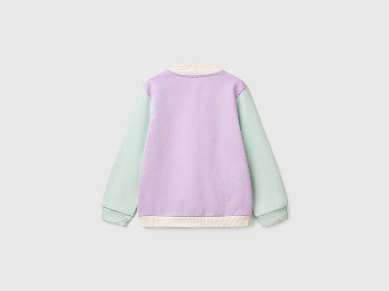 Benetton Kız Bebek Lila Mix Simli Benetton Logo İşlemeli Fermuarlı Sweatshirt