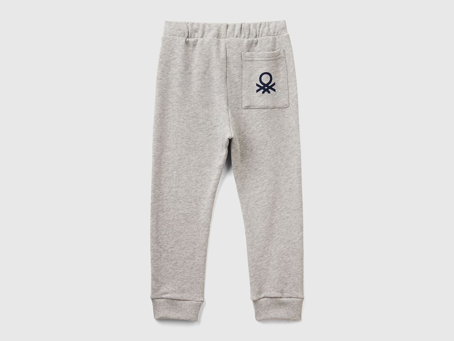 Benetton Erkek Bebek Gri Melanj Arka Cebi Logo Eşofman Altı