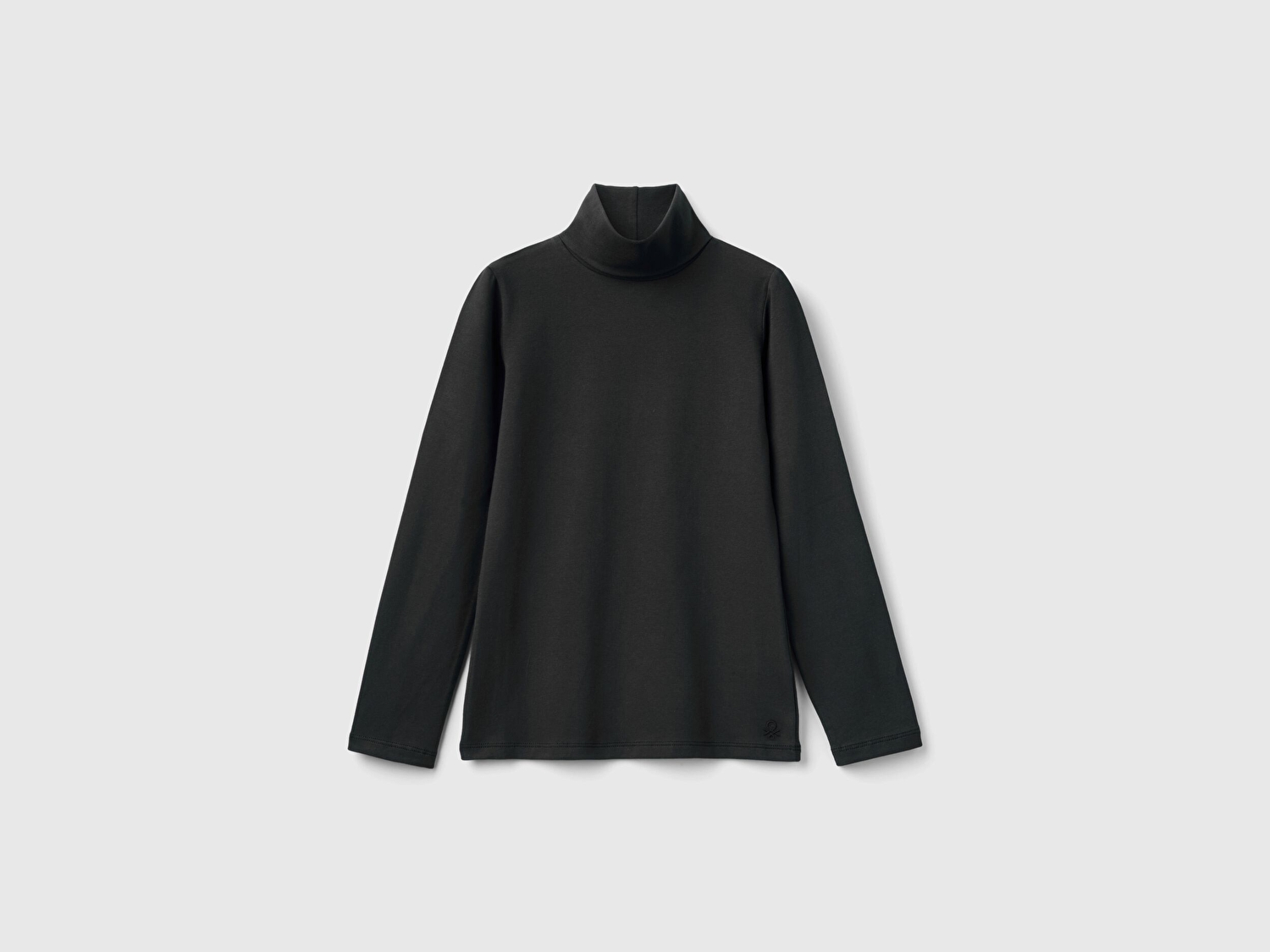 Benetton Kız Çocuk Siyah Balıkçı Yaka Basic T-Shirt