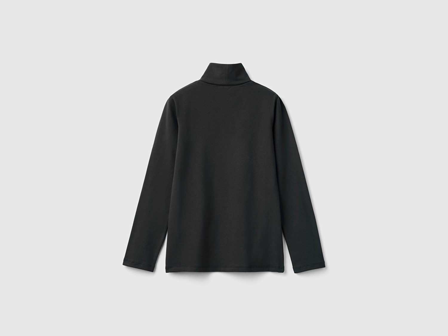 Benetton Kız Çocuk Siyah Balıkçı Yaka Basic T-Shirt