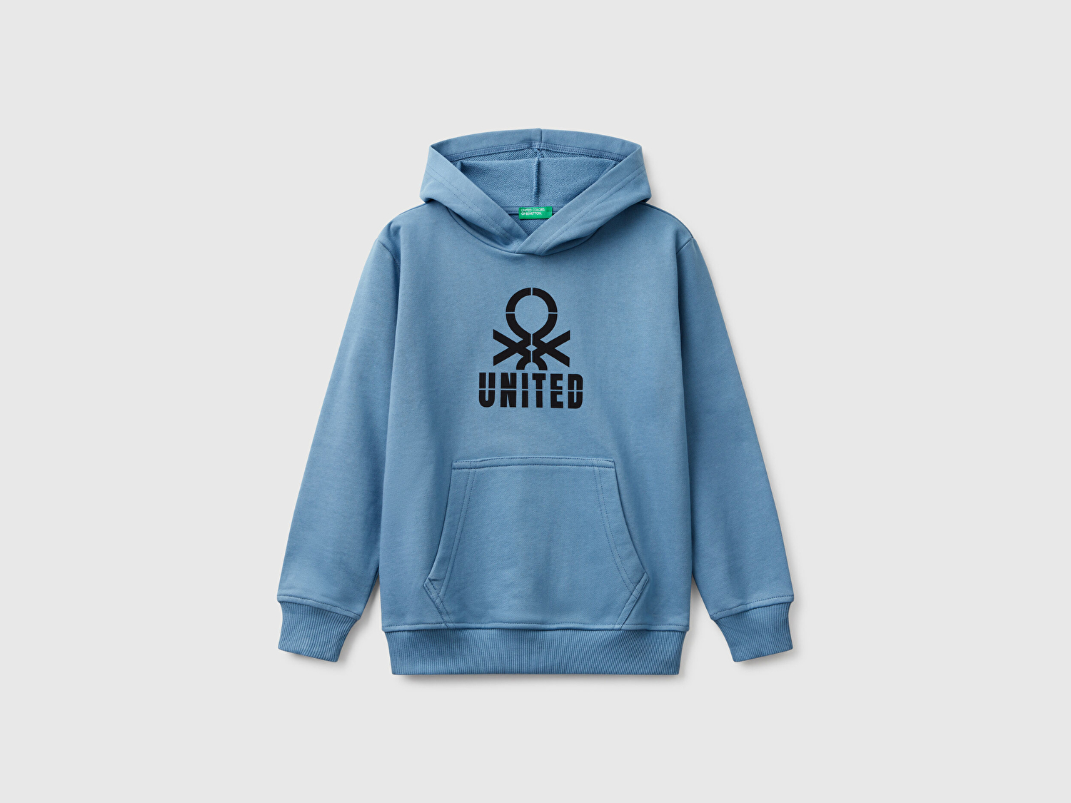 Benetton Erkek Çocuk Havacı Mavi Benetton Logolu Kanguru Cepli Kapüşonlu Sweatshirt