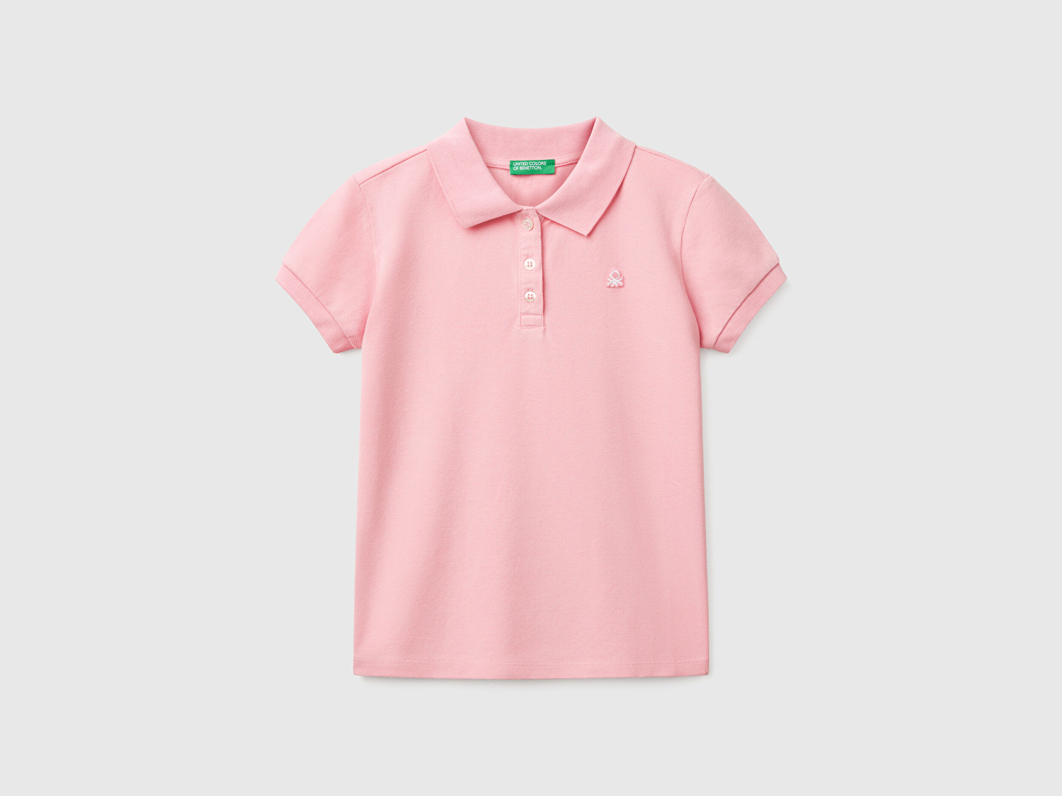 Benetton Kız Çocuk Pembe Logolu Pike Polo T-Shirt