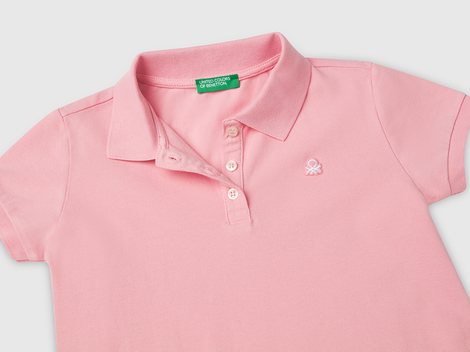 Benetton Kız Çocuk Pembe Logolu Pike Polo T-Shirt
